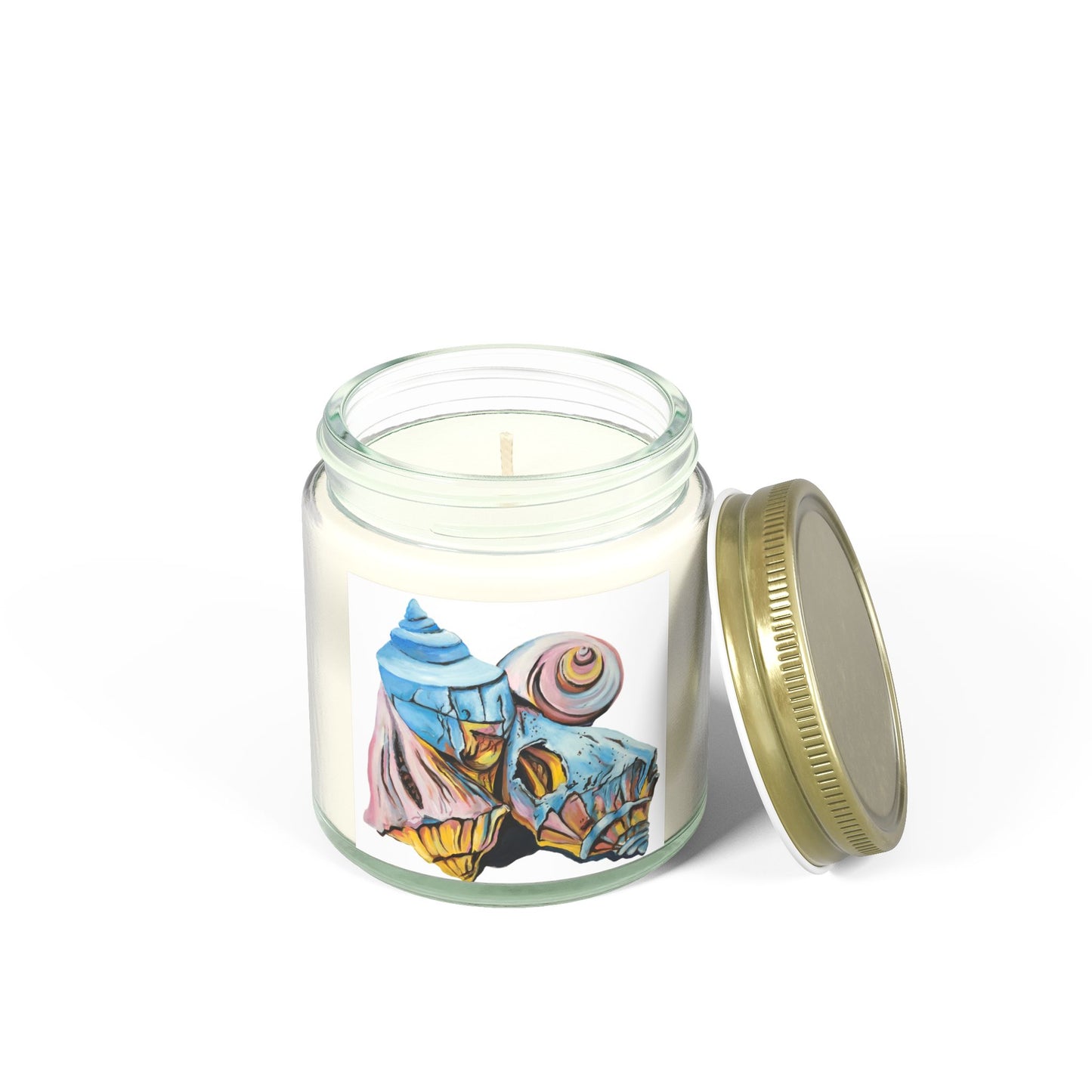 Scented Candles, Coconut Apricot Wax (4oz, 9oz), Seashells, Beach Theme, Beachwalker Club Collection