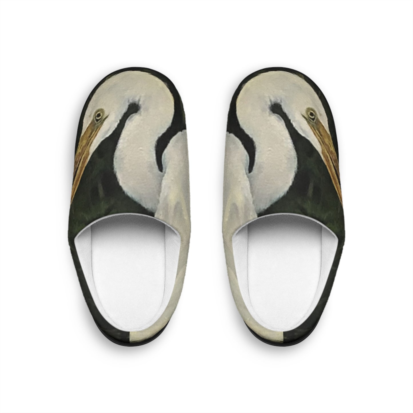 Men's Indoor Slippers, Whimsical Egret, Life on the Bayou Collection