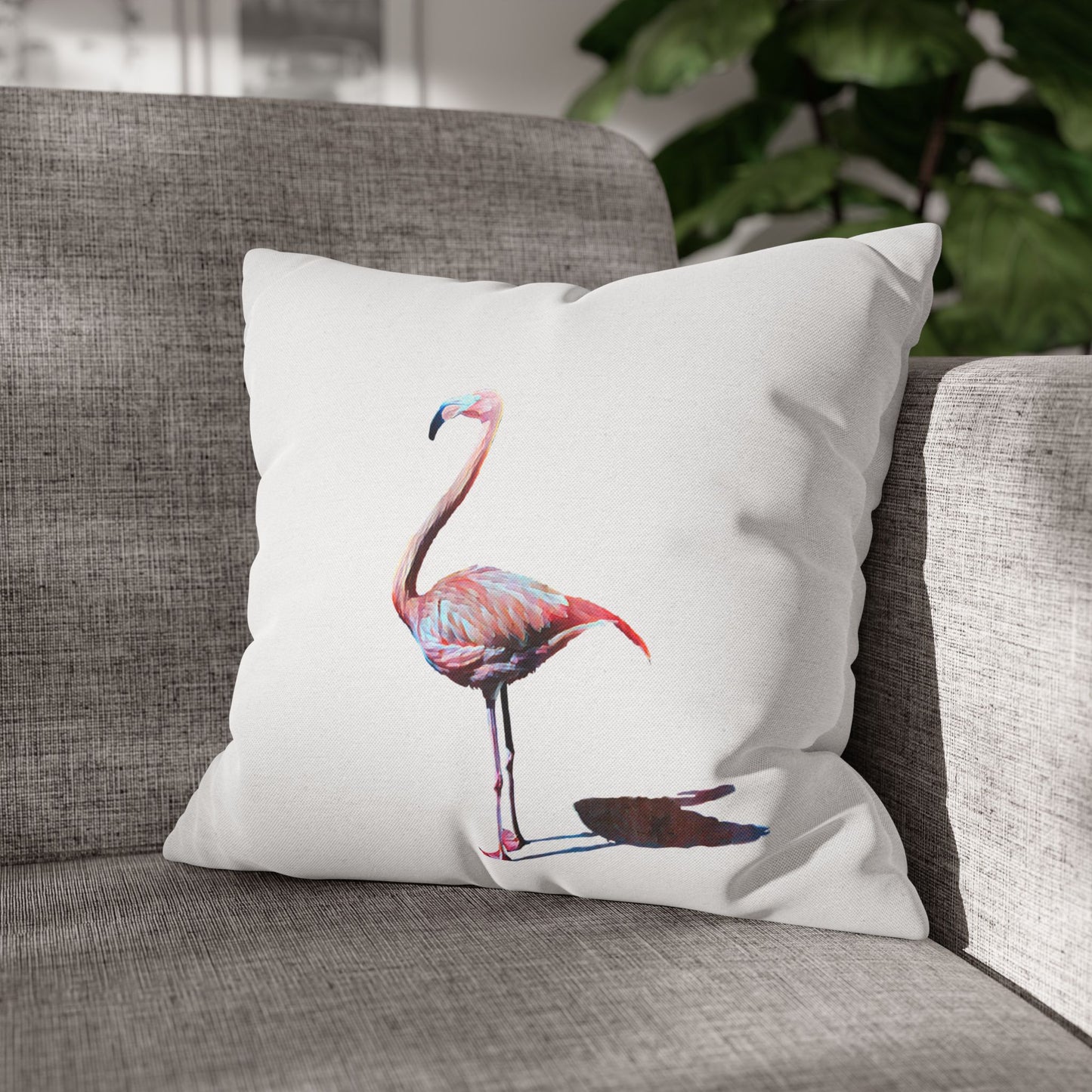 Spun Polyester Square Pillowcase, Flamingo, Beachwalker Club Collection