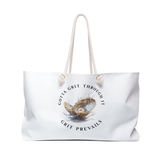 Weekender Bag With Print Design "Grit Prevails"