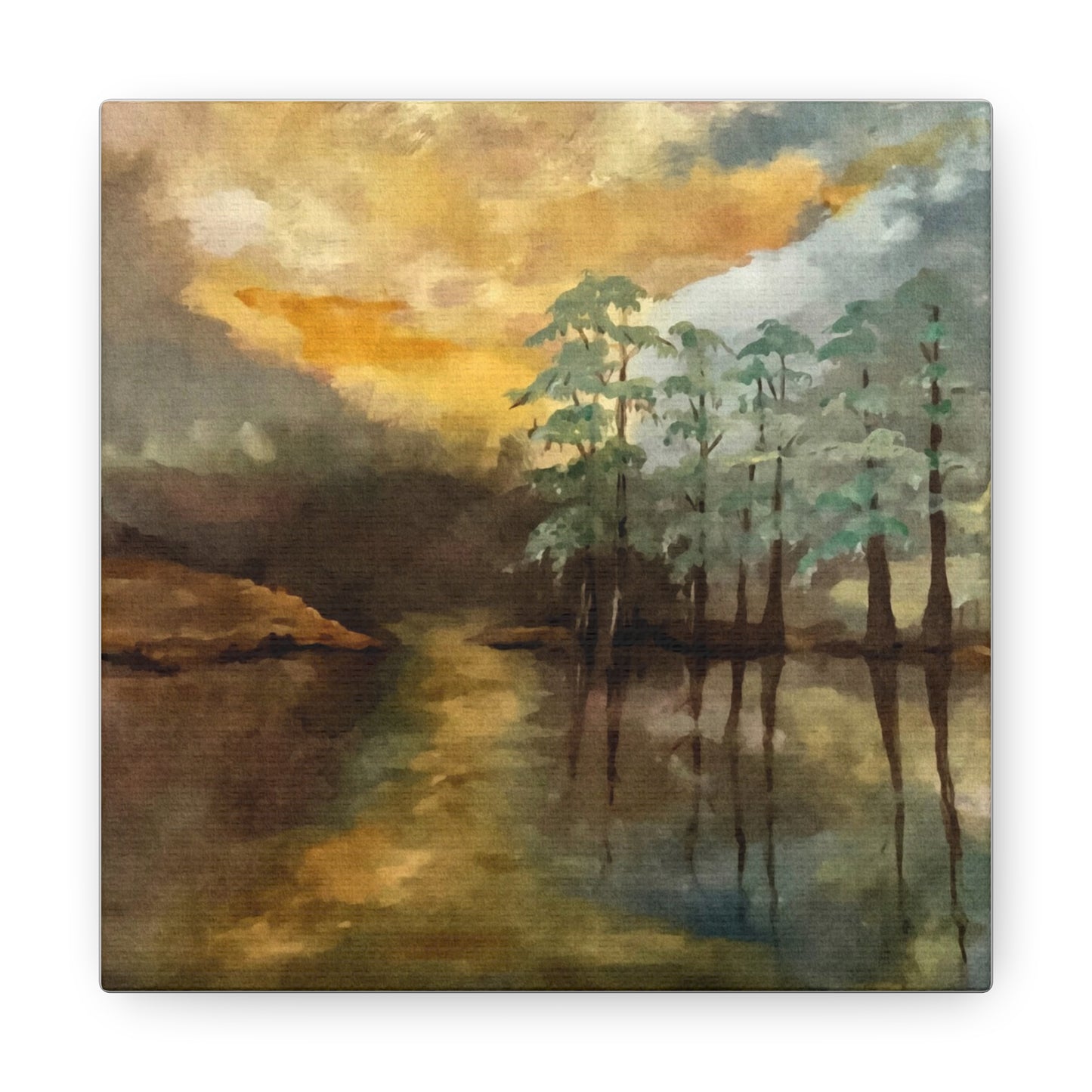 Canvas Gallery Wraps, Moon Lake Watercolor, FrediFreds Home Collection