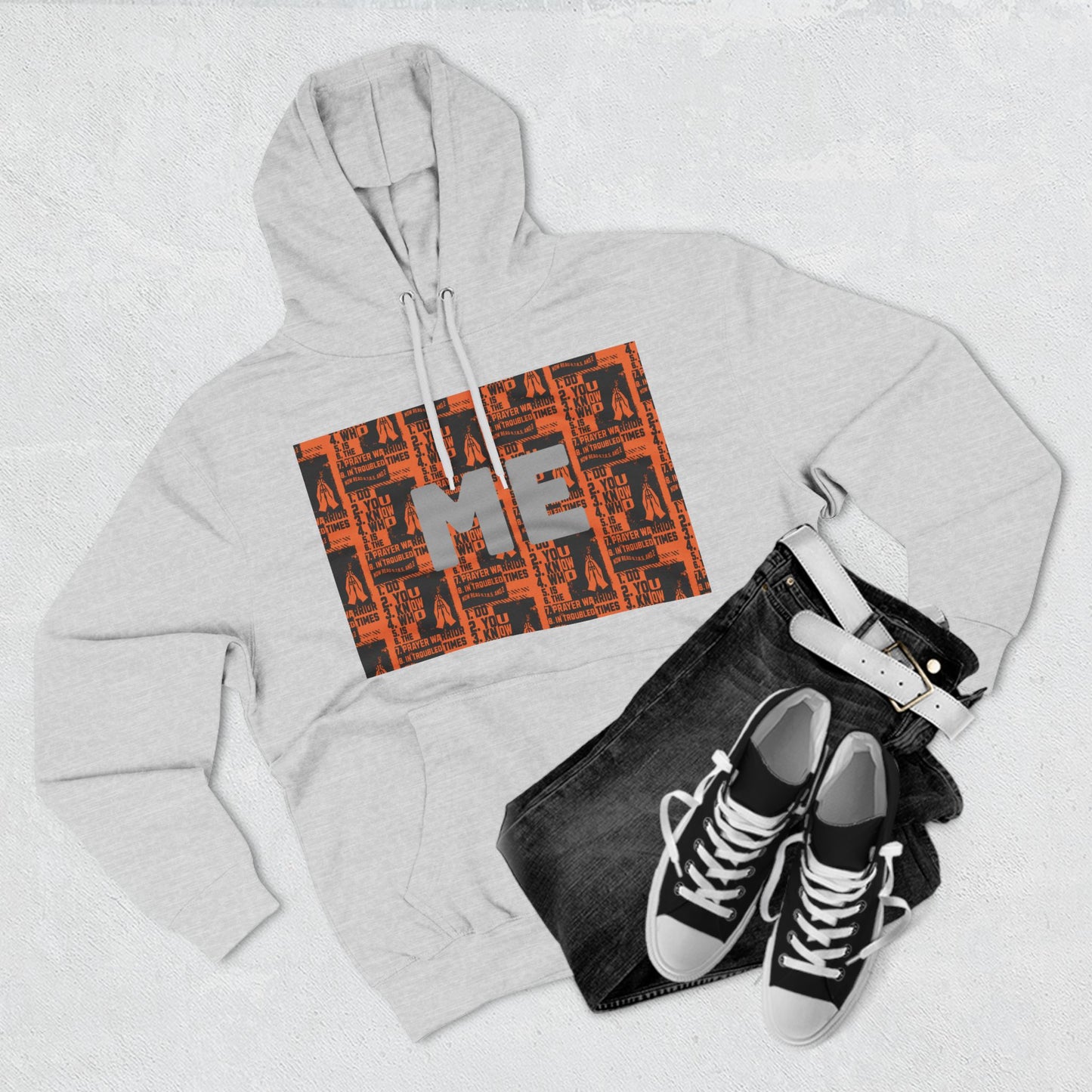 Three-Panel Fleece Hoodie "Prayer Warrior", FrediFreds Home Collection