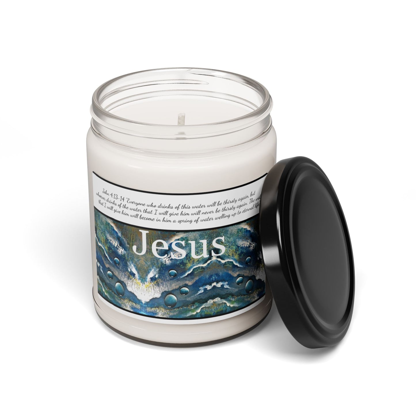 Scented Soy Candle, 9oz, John 4:13-14, Abstract Art, Designer Series, FrediFreds Home Collection