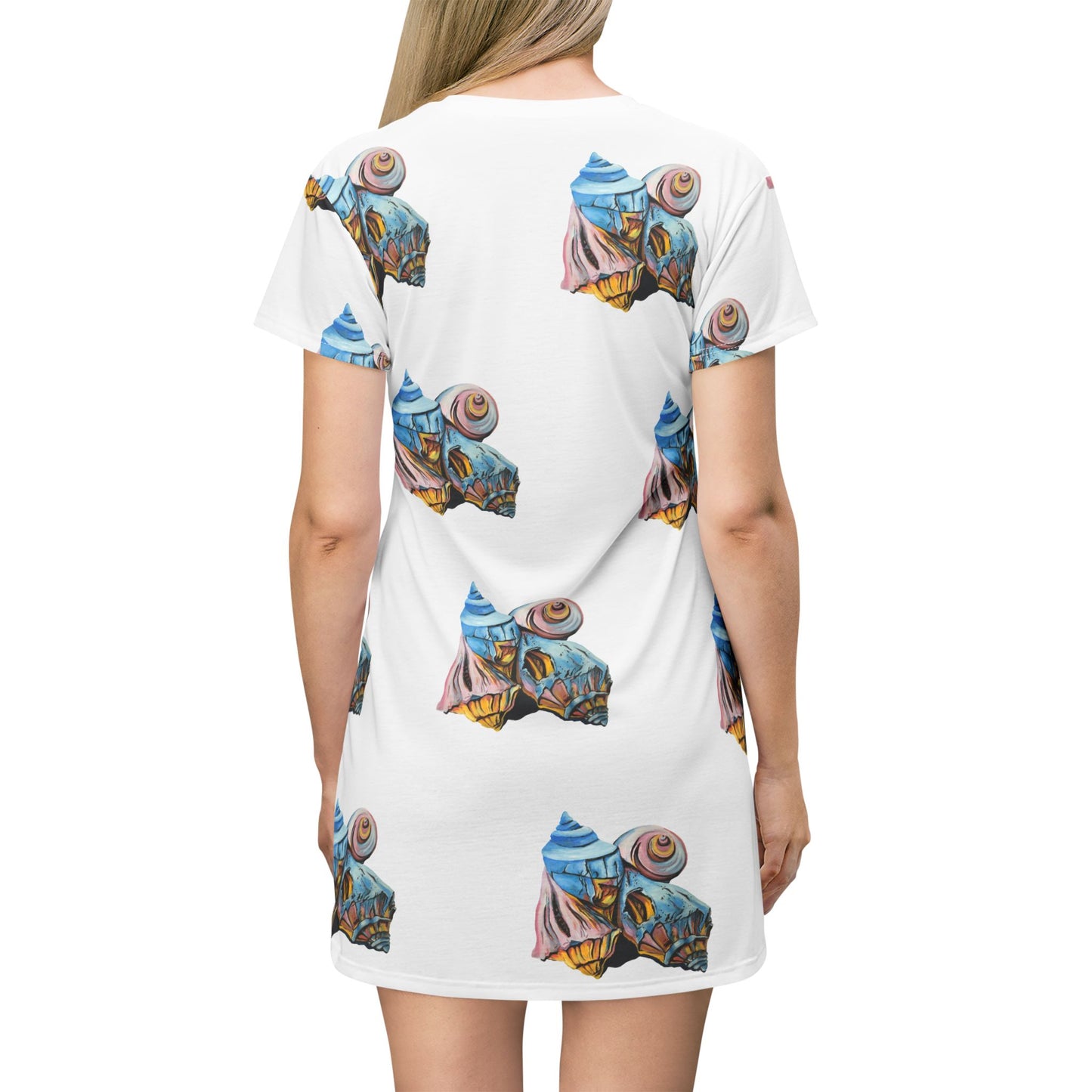T-Shirt Dress (AOP), Artsy Beach Shells