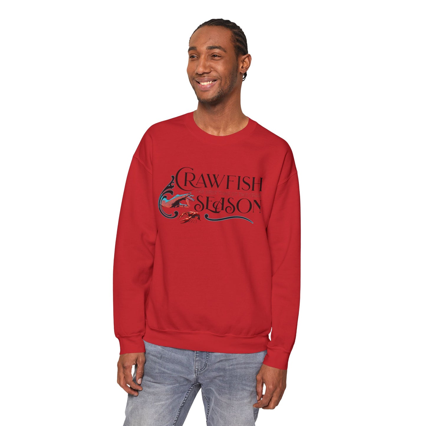 Seasonal Seller Sweatshirt: Unisex, Heavy blend, Maximum profit, Crawfish, Clock It Gesture, Life on the Bayou Collection