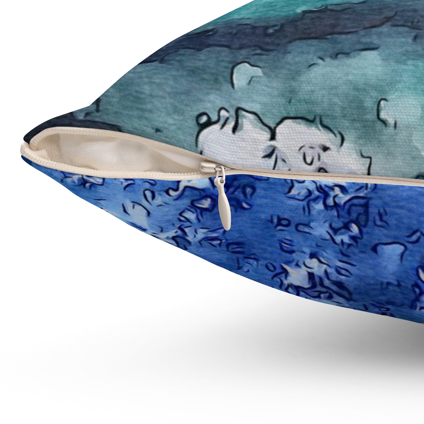 Spun Polyester Square Pillow, Water Lilies, FrediFreds Home Collection