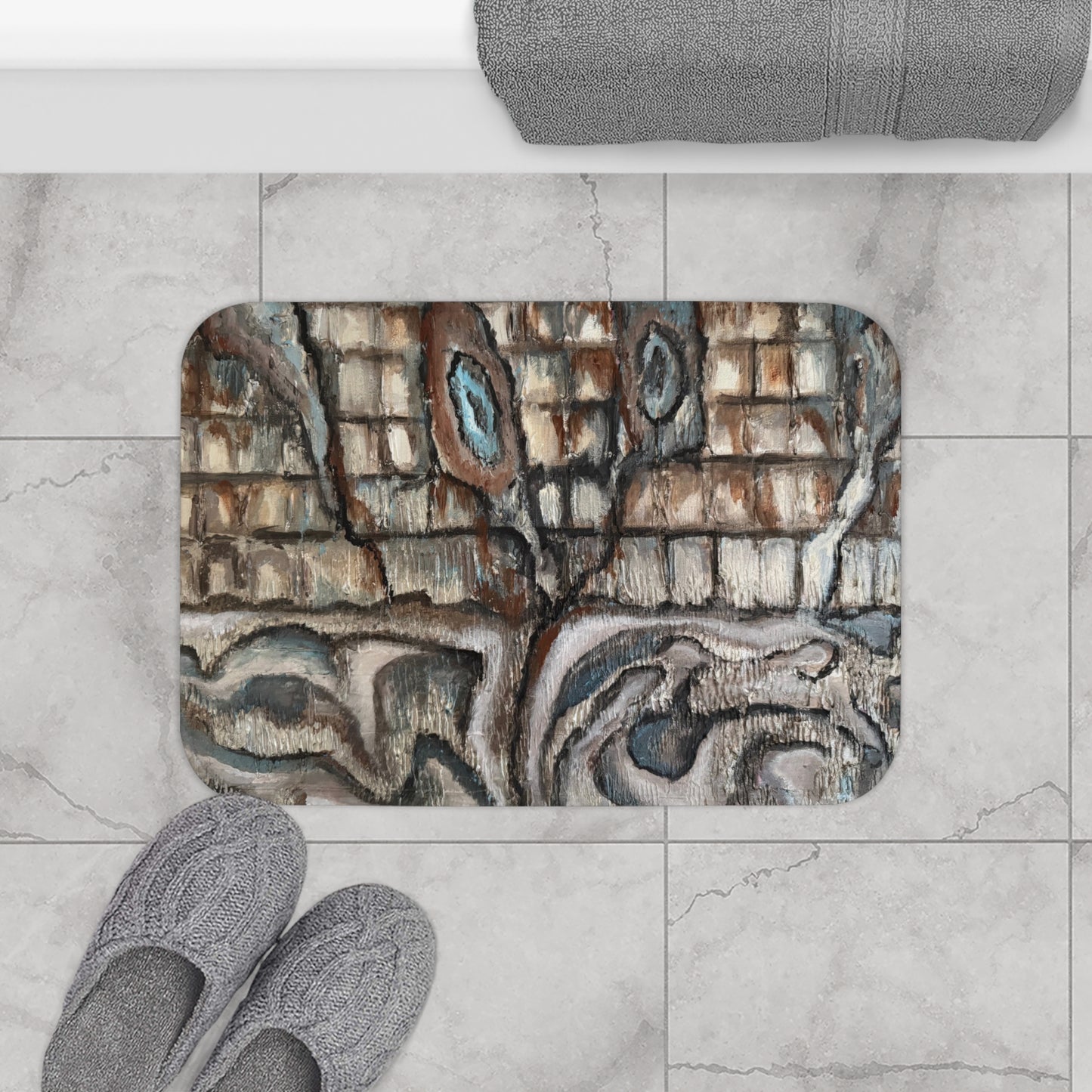 Bath Mat, Artsy, Abstract Oyster Shells, FrediFreds Home Collection