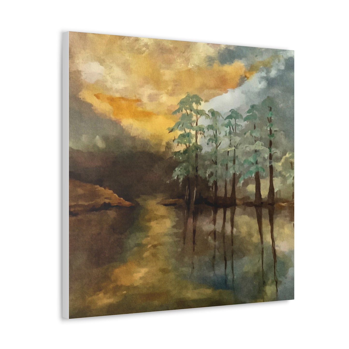 Canvas Gallery Wraps, Moon Lake Watercolor, FrediFreds Home Collection