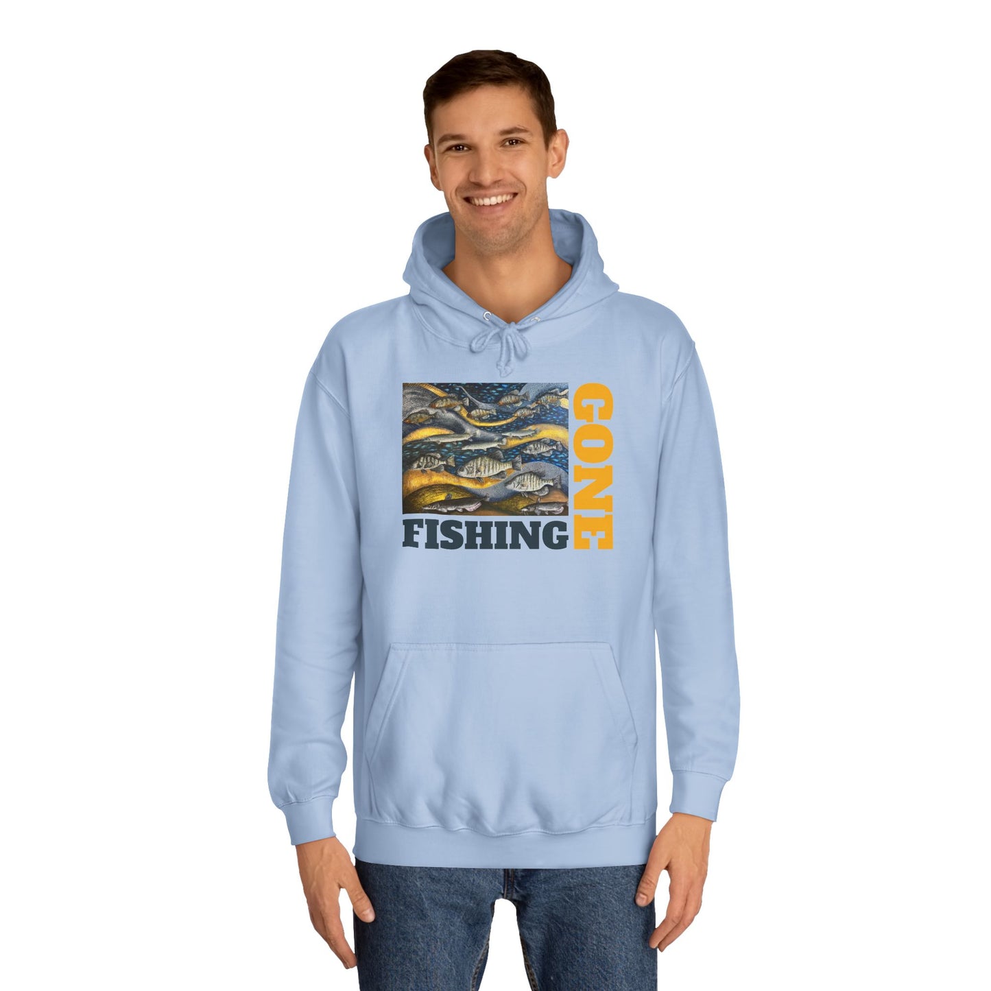Unisex College Hoodie, Gone Fishing, FrediFreds Home Collection