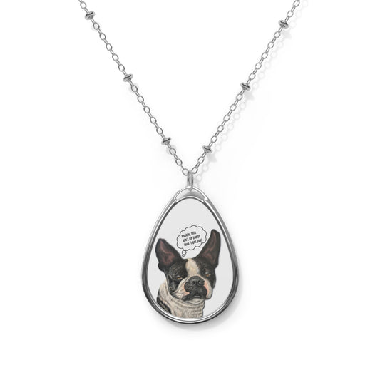 Oval Necklace, Pookie with Max Collection, Dog Humor