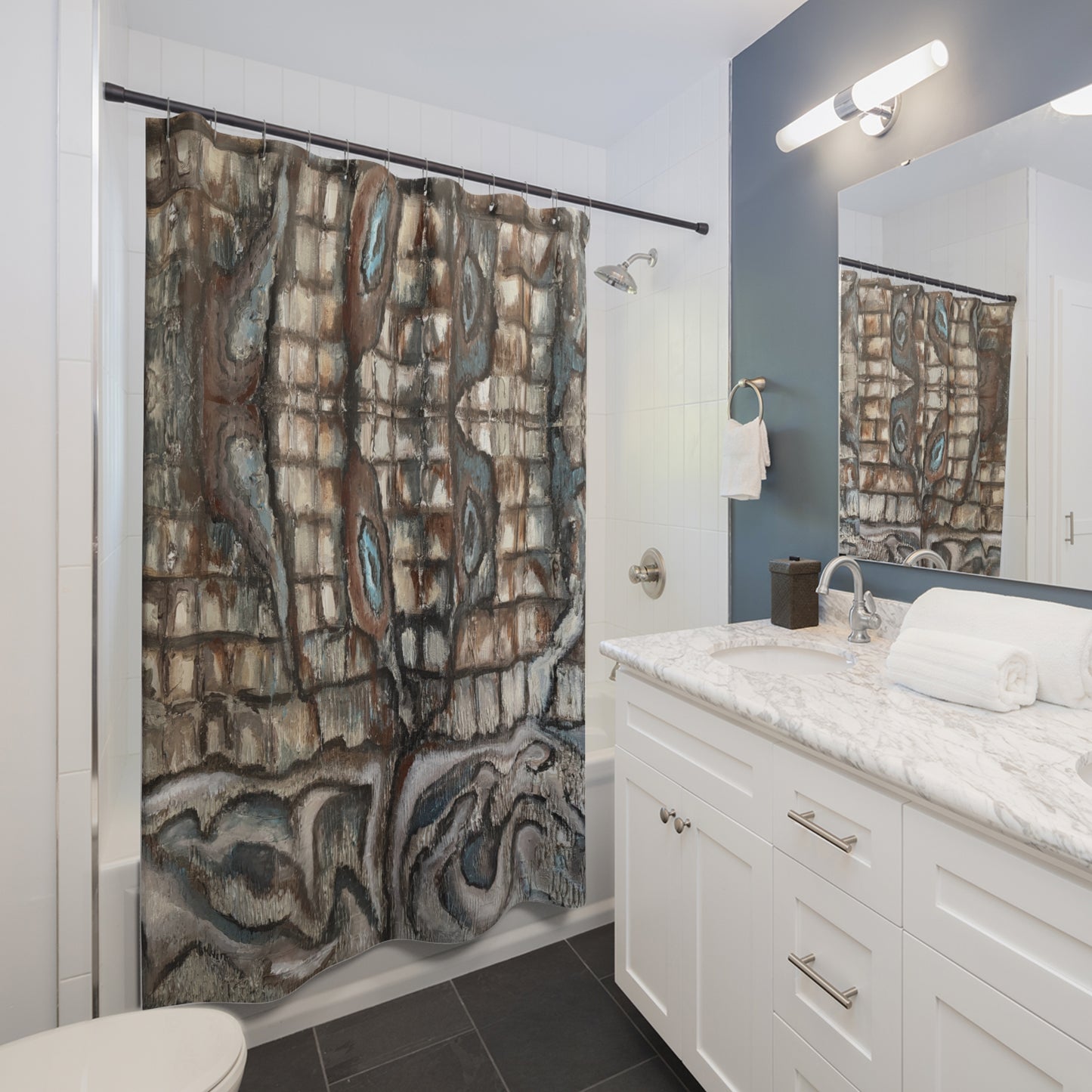 Shower Curtains, Artsy, Abstract Oyster Shells, Neutrals, FrediFreds Home Collection