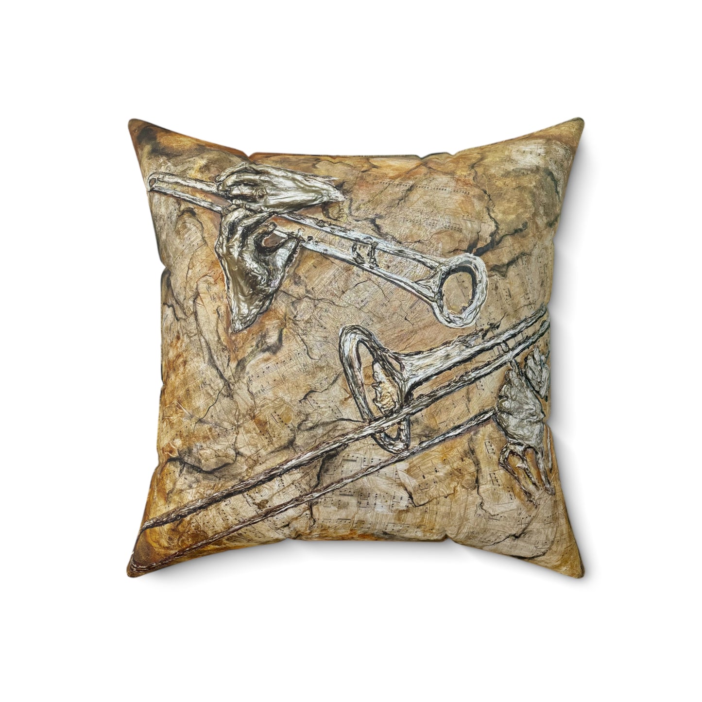 Spun Polyester Square Pillow, Voila Orchestra, Trio, Artwork, Soul Music Collection