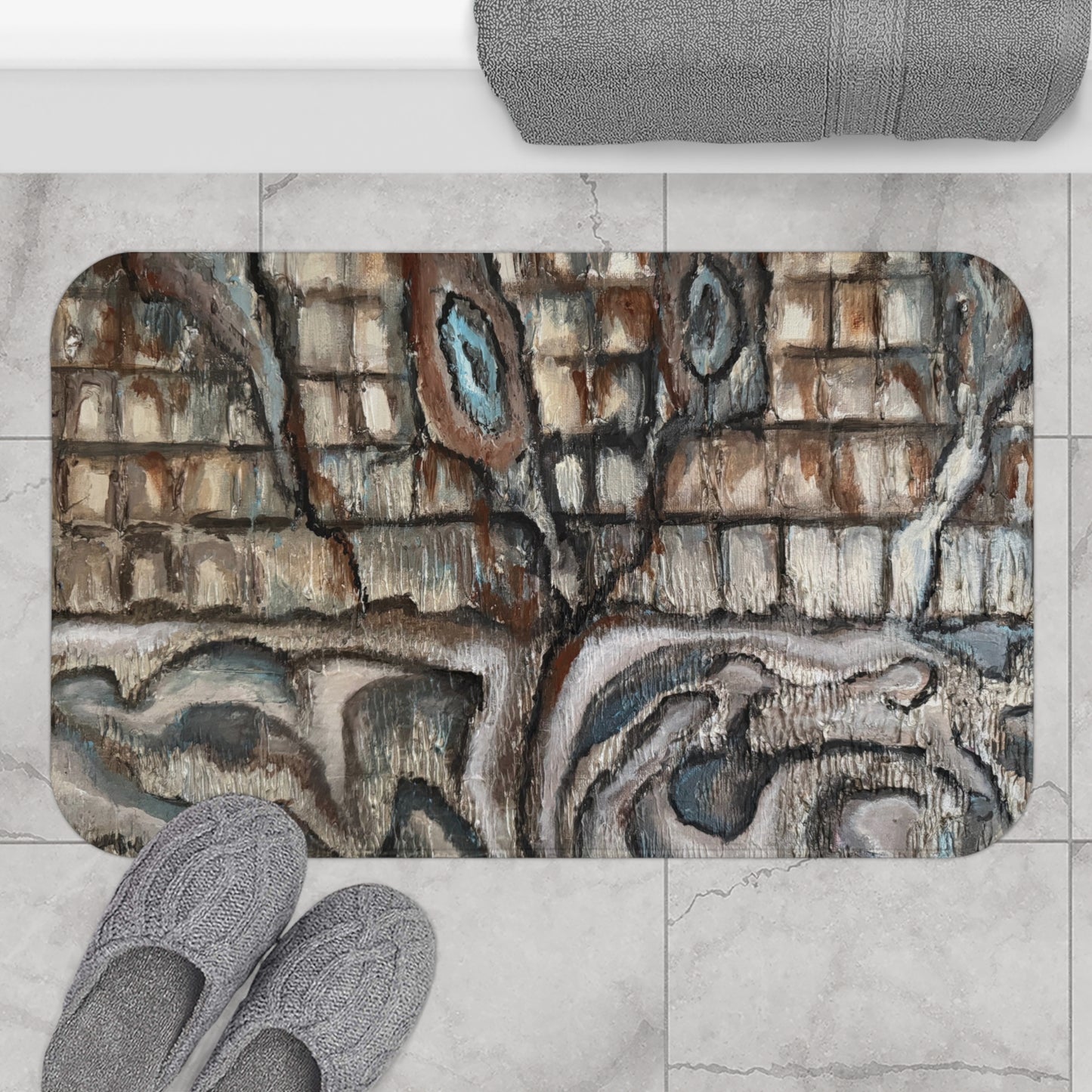 Bath Mat, Artsy, Abstract Oyster Shells, FrediFreds Home Collection