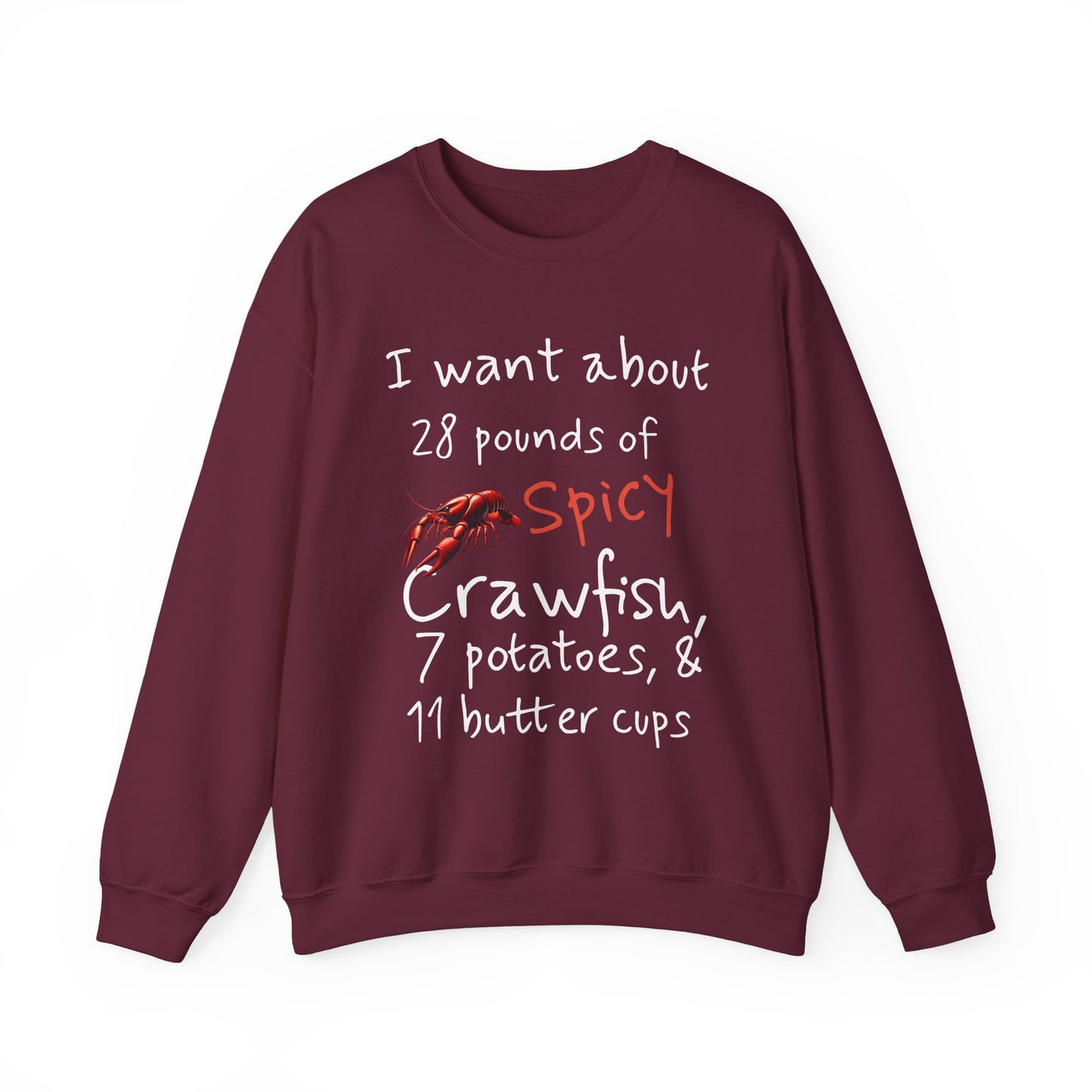 Unisex Heavy Blend™ Crewneck Sweatshirt, I want 28 pounds of Crawfish, Life on the Bayou Collection