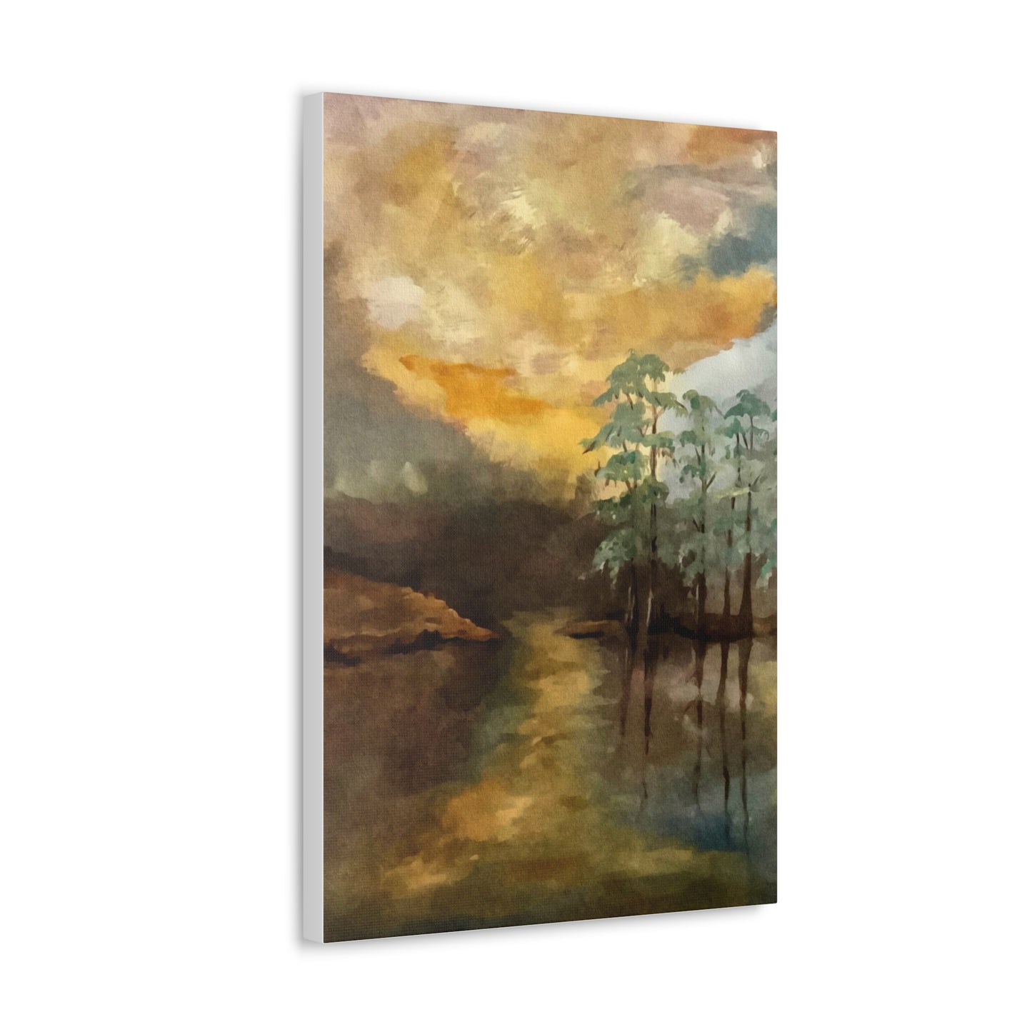 Canvas Gallery Wraps, Moon Lake Watercolor, FrediFreds Home Collection