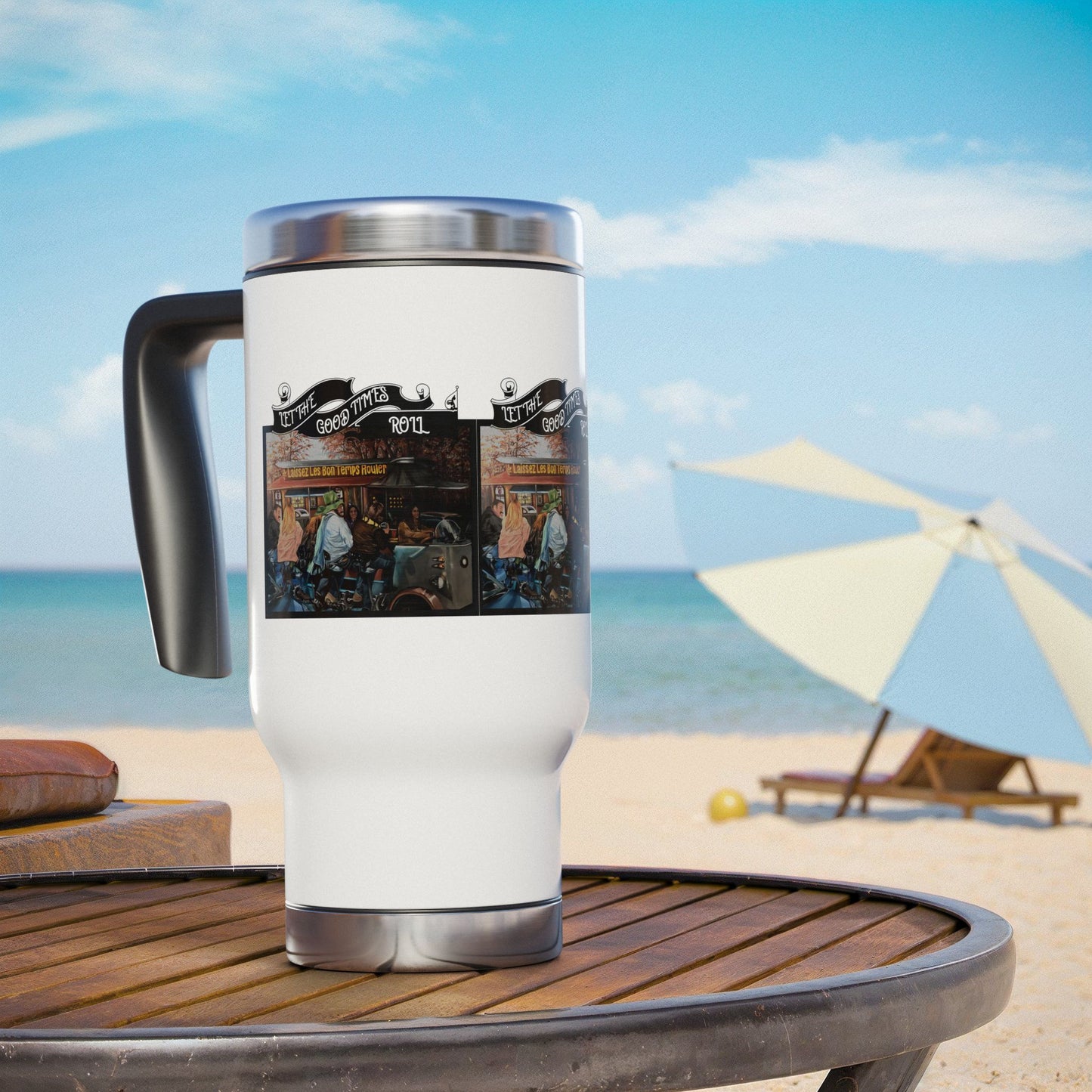 Stainless Steel Travel Mug with Handle, 14oz