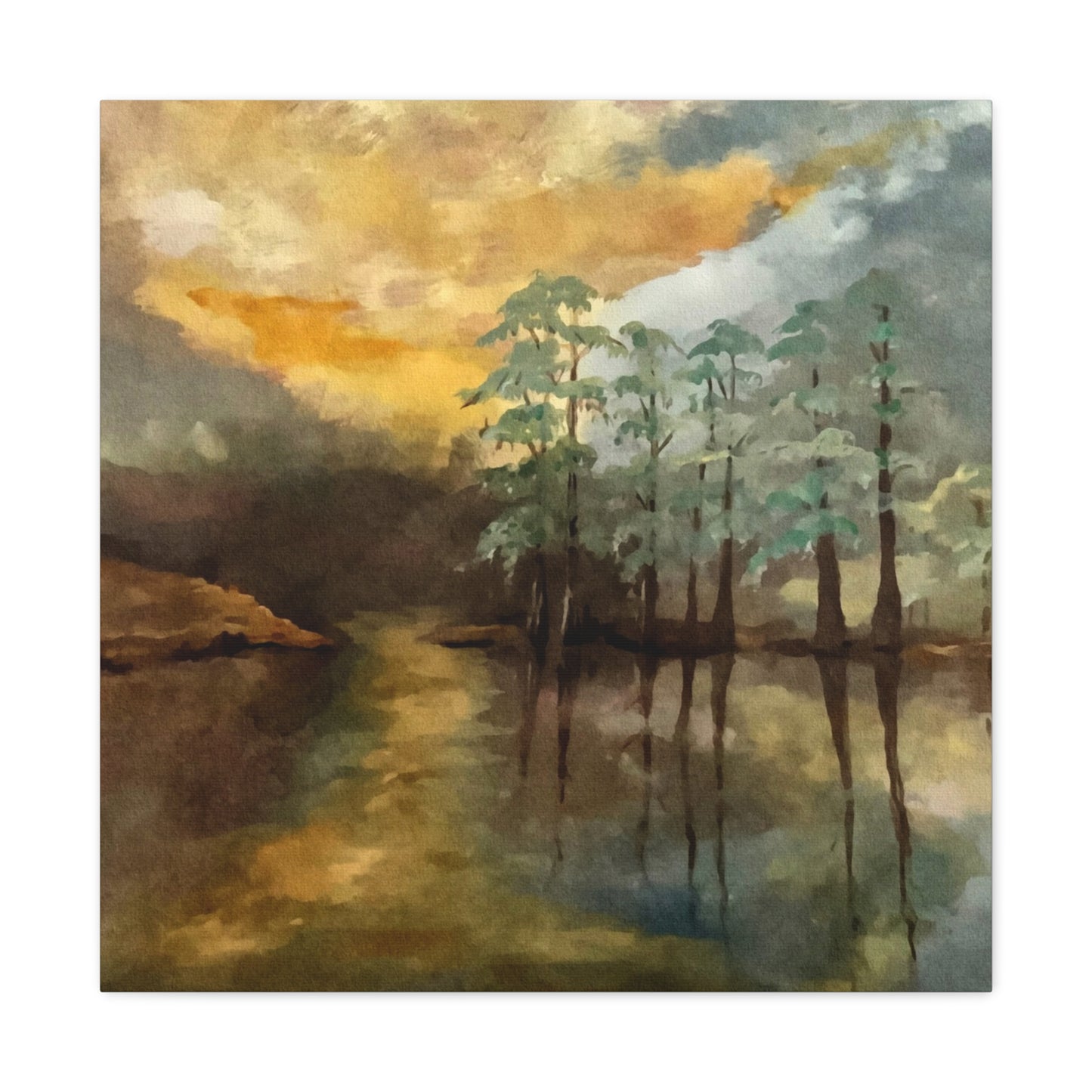 Canvas Gallery Wraps, Moon Lake Watercolor, FrediFreds Home Collection