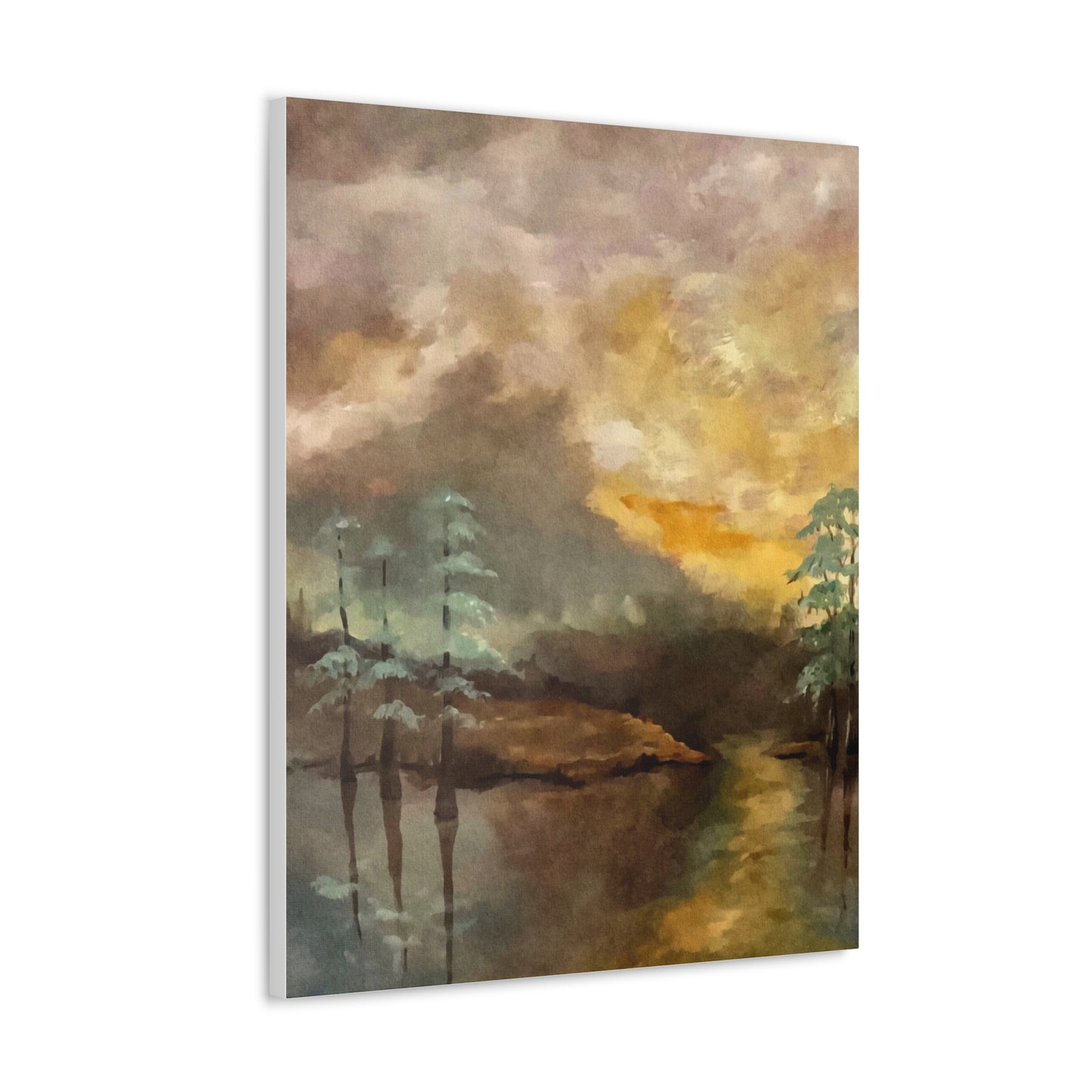 Canvas Gallery Wraps, Moon Lake Watercolor, FrediFreds Home Collection