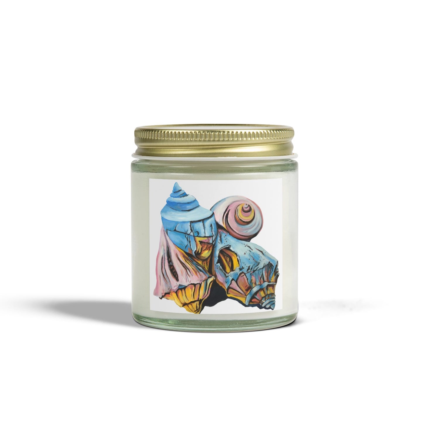 Scented Candles, Coconut Apricot Wax (4oz, 9oz), Seashells, Beach Theme, Beachwalker Club Collection