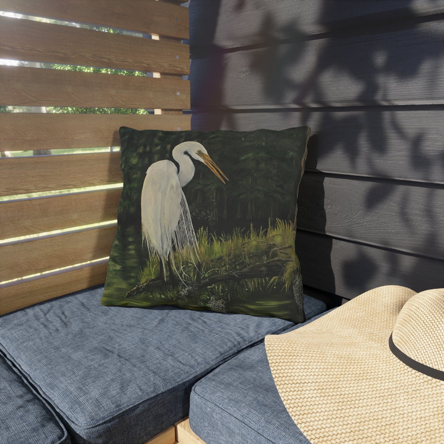 Outdoor Pillows, Bayou Life, Egret