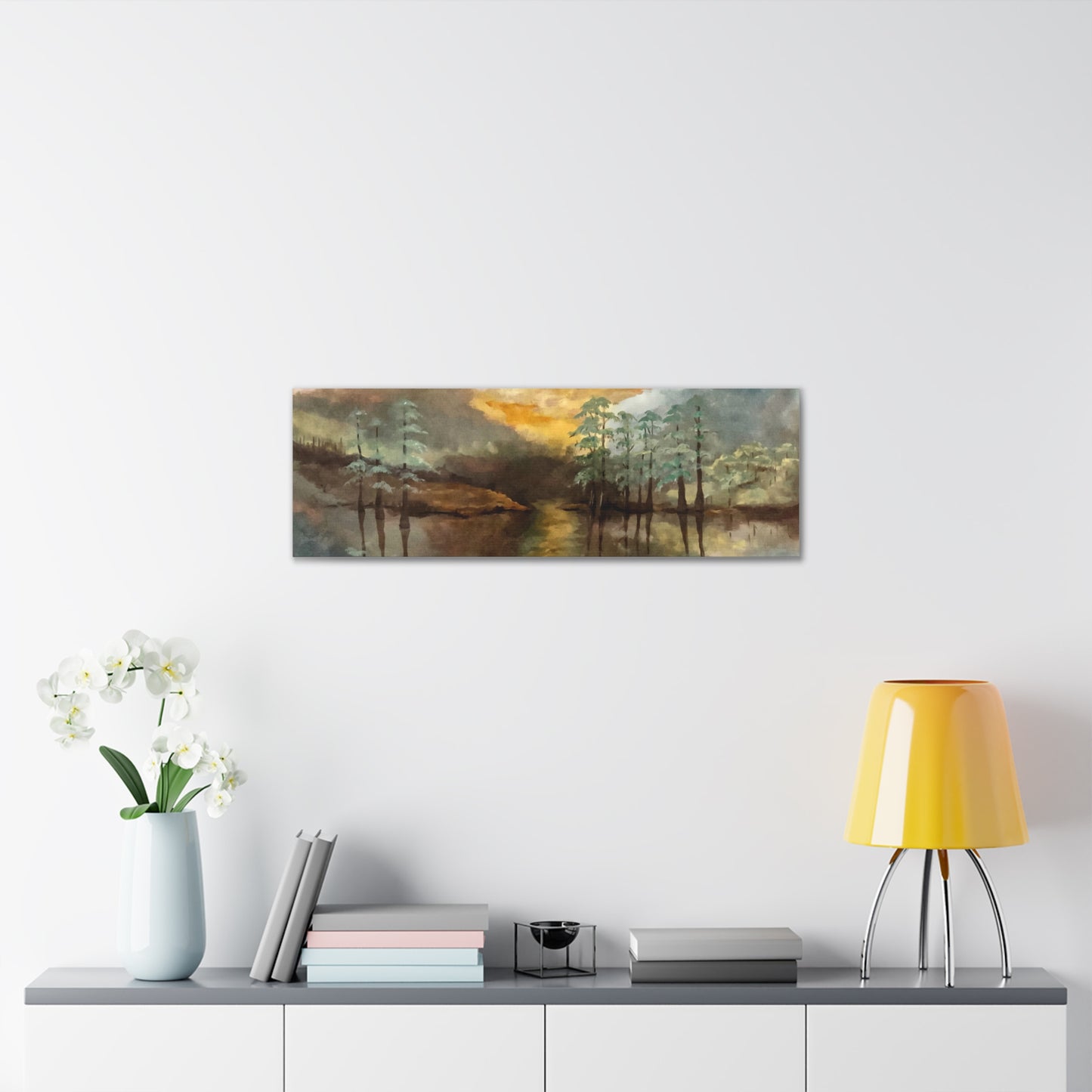 Canvas Gallery Wraps, Moon Lake Watercolor, FrediFreds Home Collection