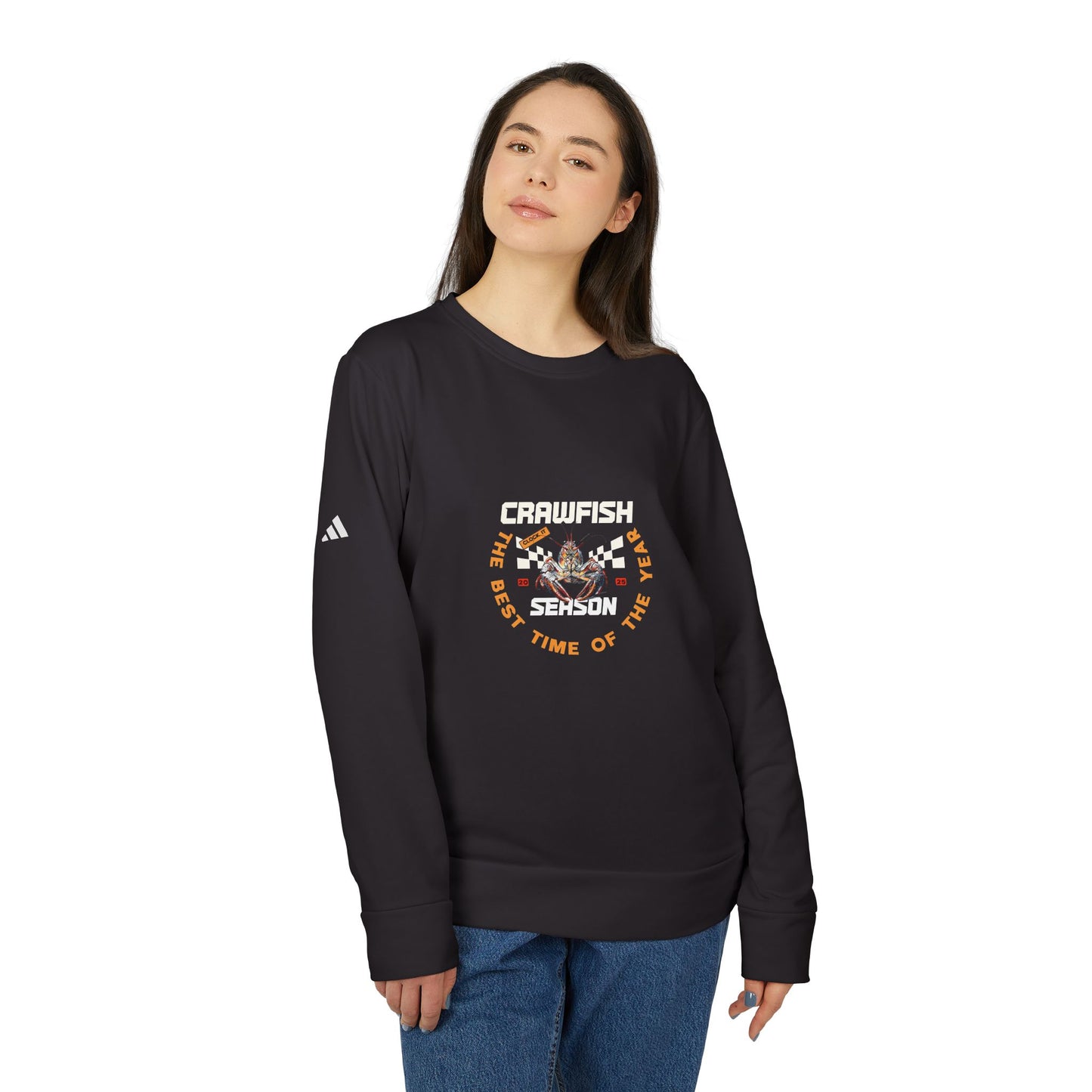 adidas Unisex Fleece Crewneck Sweatshirt, Clock It Crawfish Season, Life on the Bayou Collection