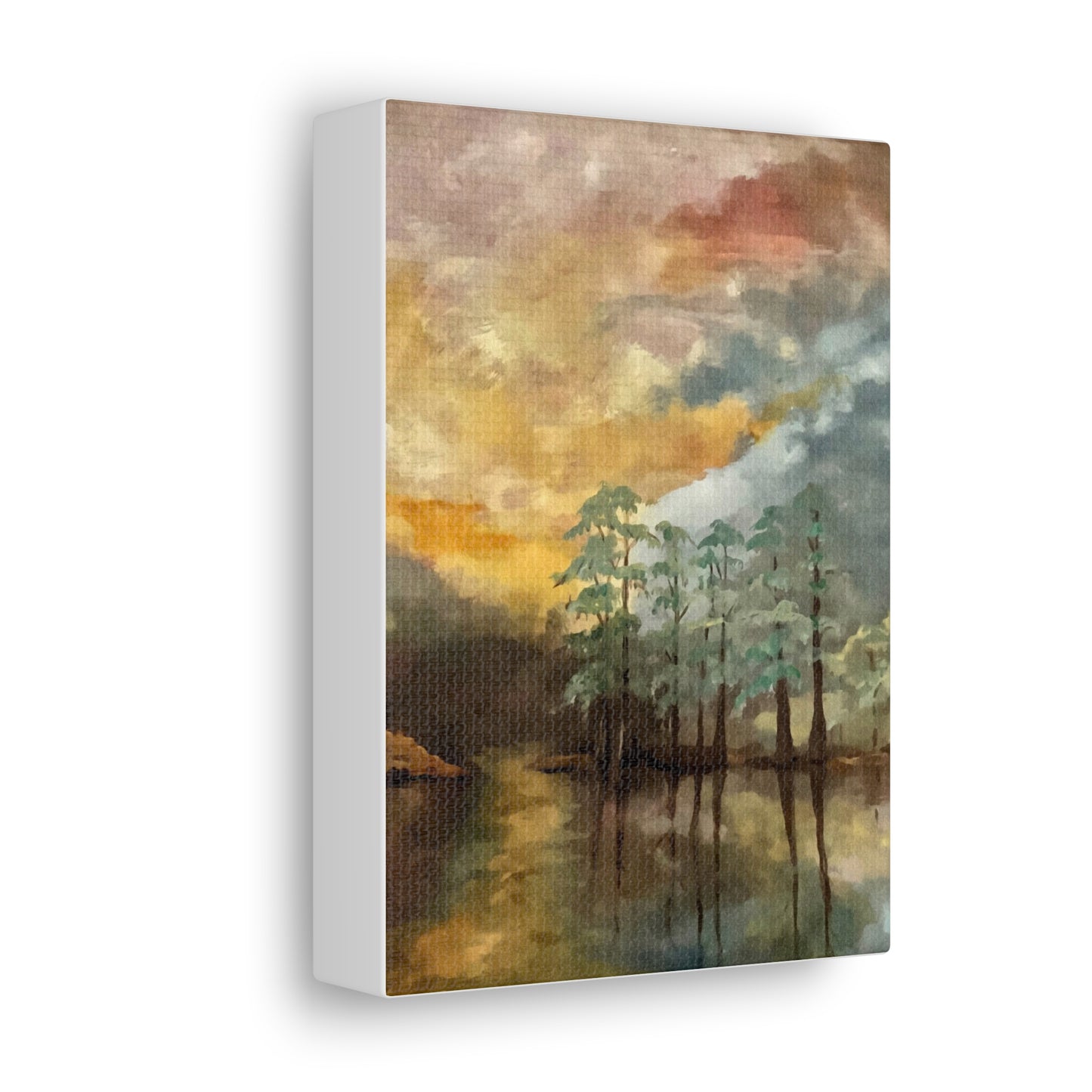 Canvas Gallery Wraps, Moon Lake Watercolor, FrediFreds Home Collection