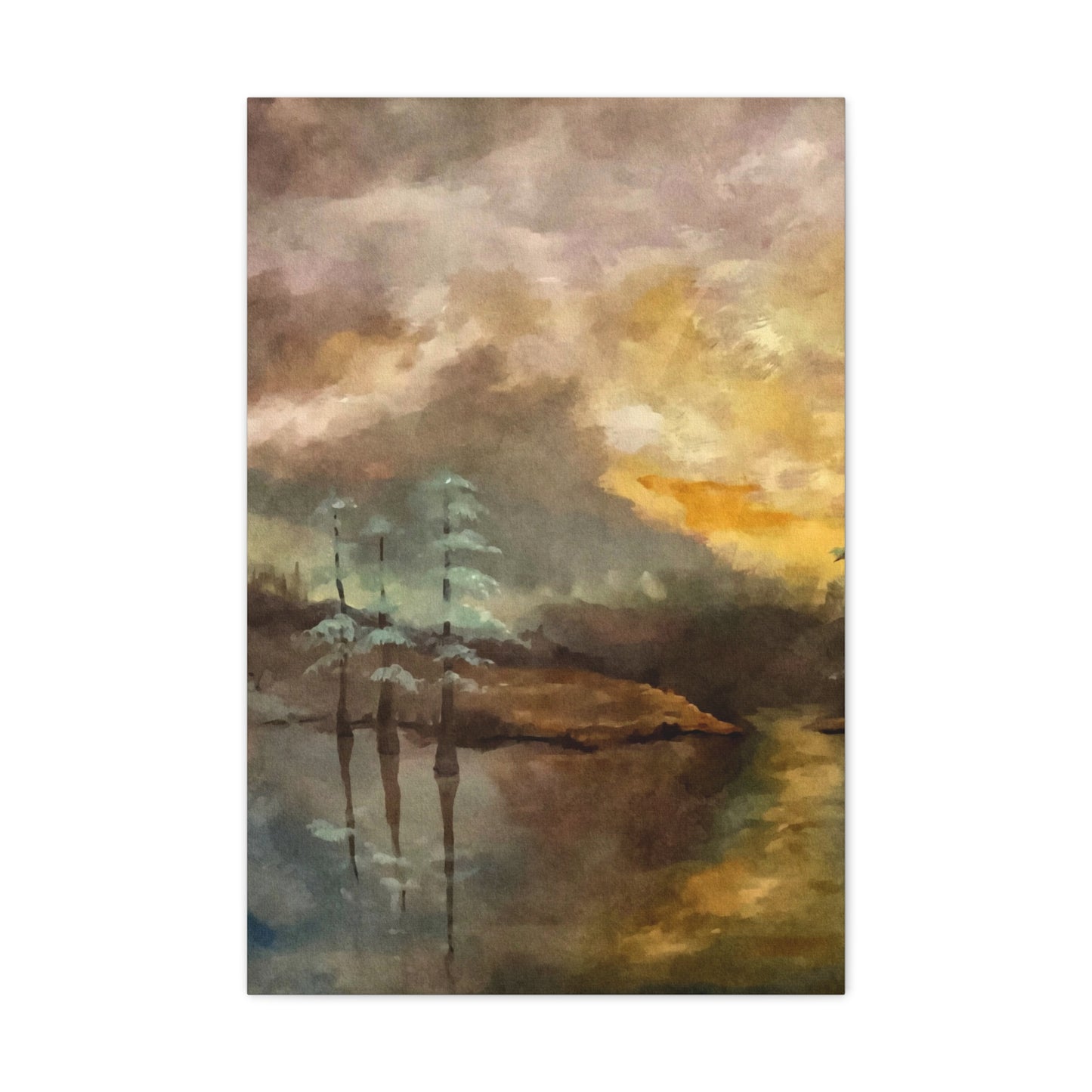 Canvas Gallery Wraps, Moon Lake Watercolor, FrediFreds Home Collection