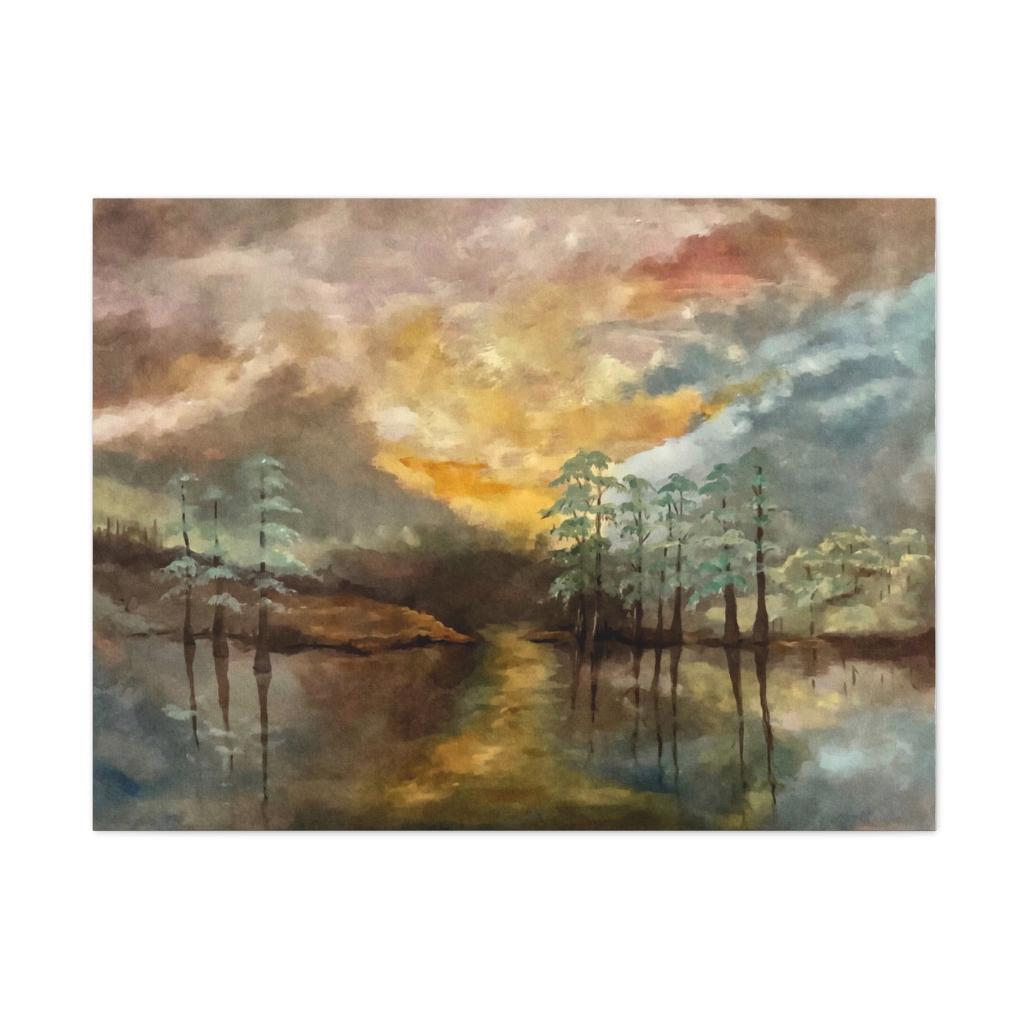 Canvas Gallery Wraps, Moon Lake Watercolor, FrediFreds Home Collection