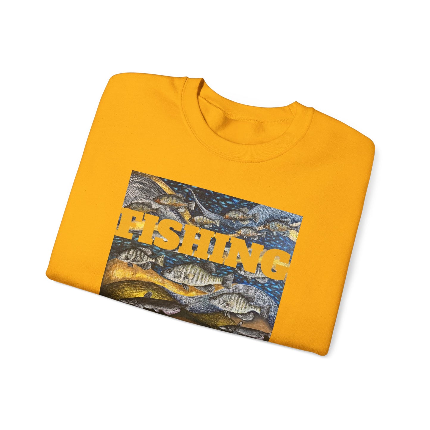 Unisex Heavy Blend™ Crewneck Sweatshirt, Get Lucky Fishing, Original Artwork, FrediFreds Home Collection