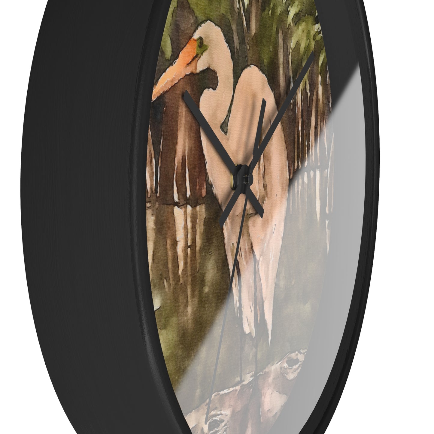 Wall Clock, Watercolor, Egret Perch, Life on the Bayou Collection