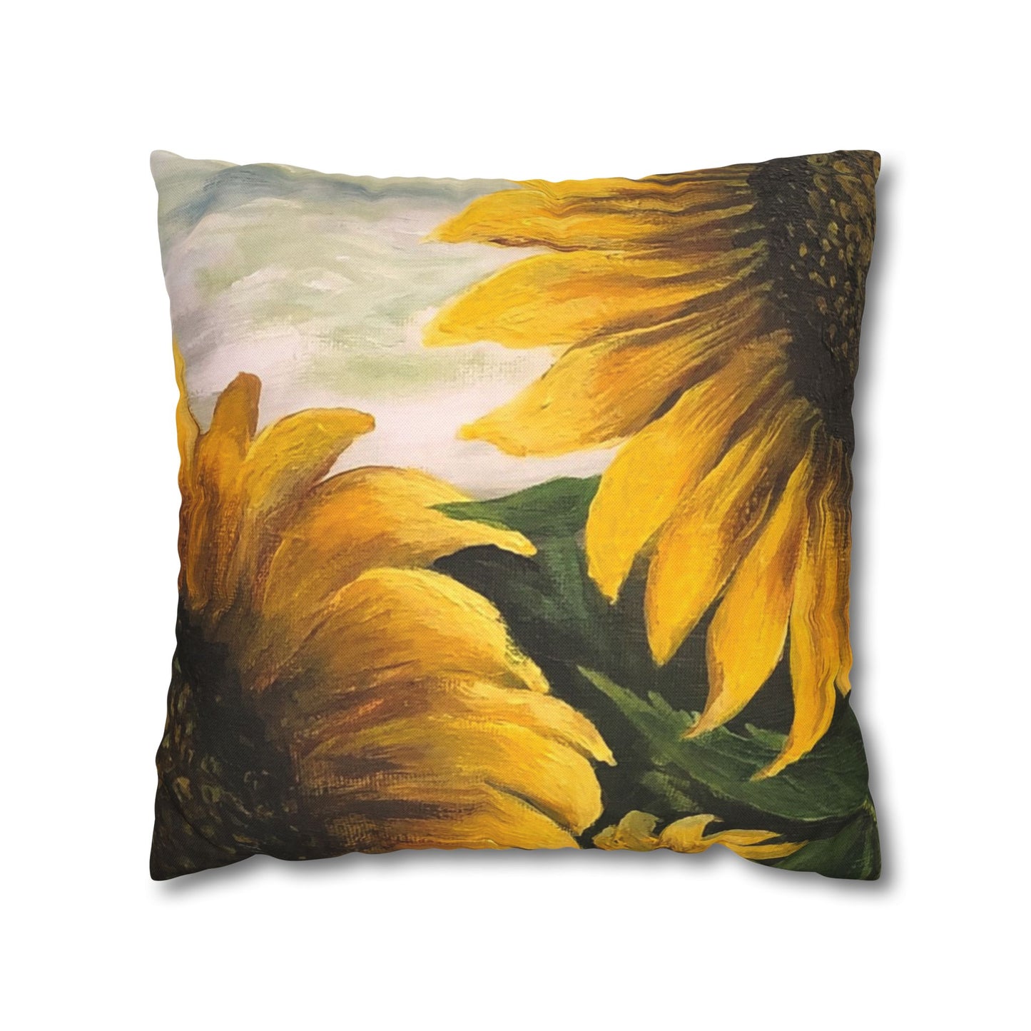 Spun Polyester Square Pillowcase, Sunflowers