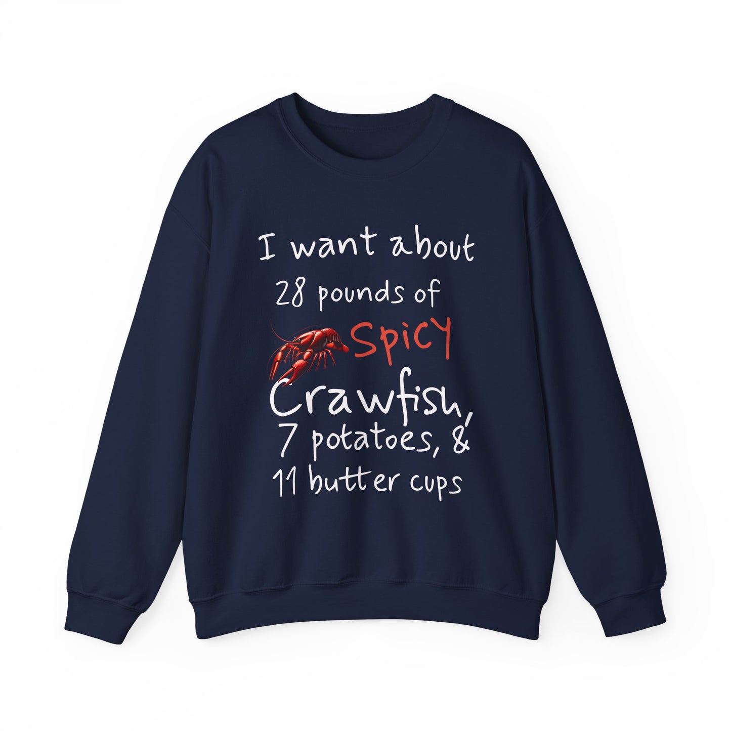 Unisex Heavy Blend™ Crewneck Sweatshirt, I want 28 pounds of Crawfish, Life on the Bayou Collection