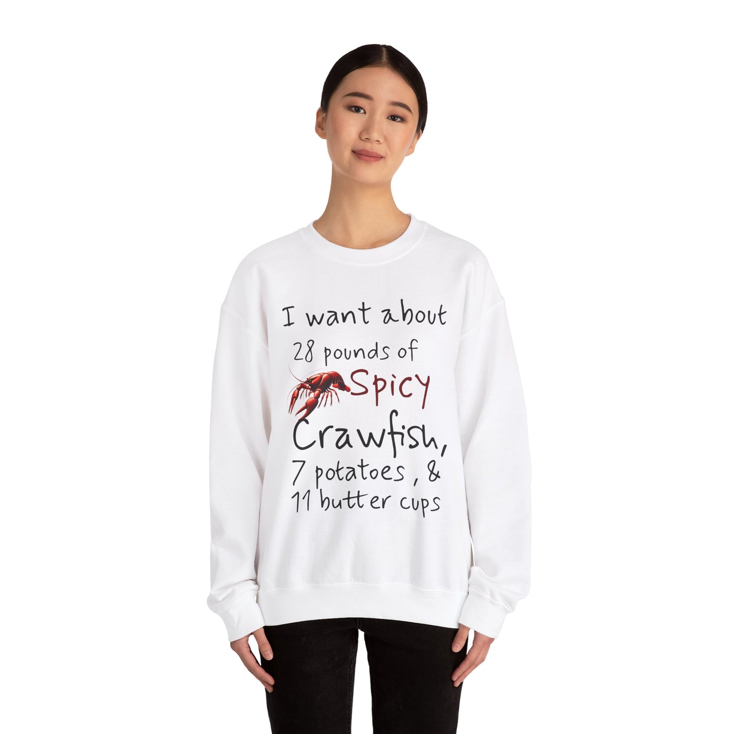 Unisex Heavy Blend™ Crewneck Sweatshirt, I want 28 pounds of Crawfish, Life on the Bayou Collection