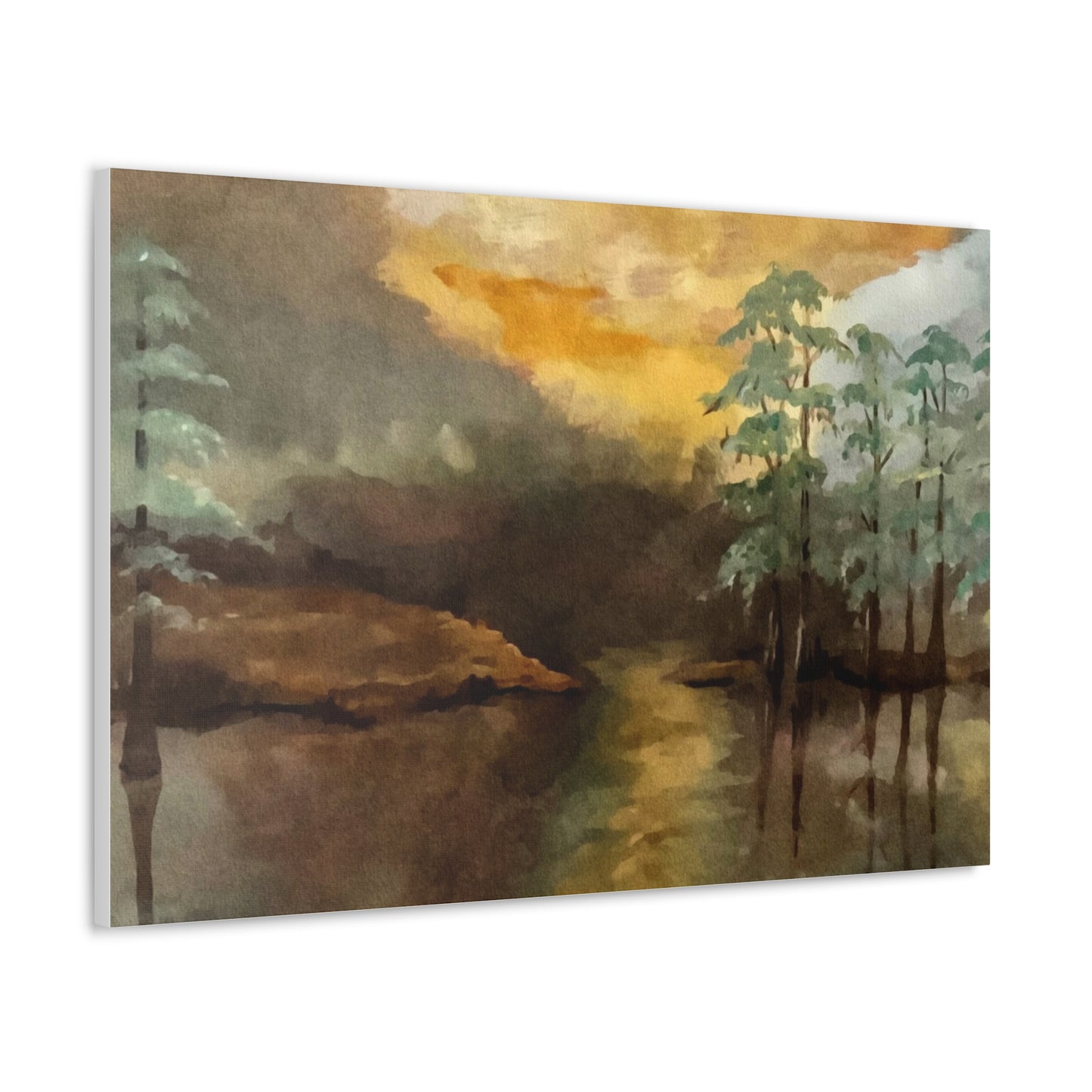 Canvas Gallery Wraps, Moon Lake Watercolor, FrediFreds Home Collection