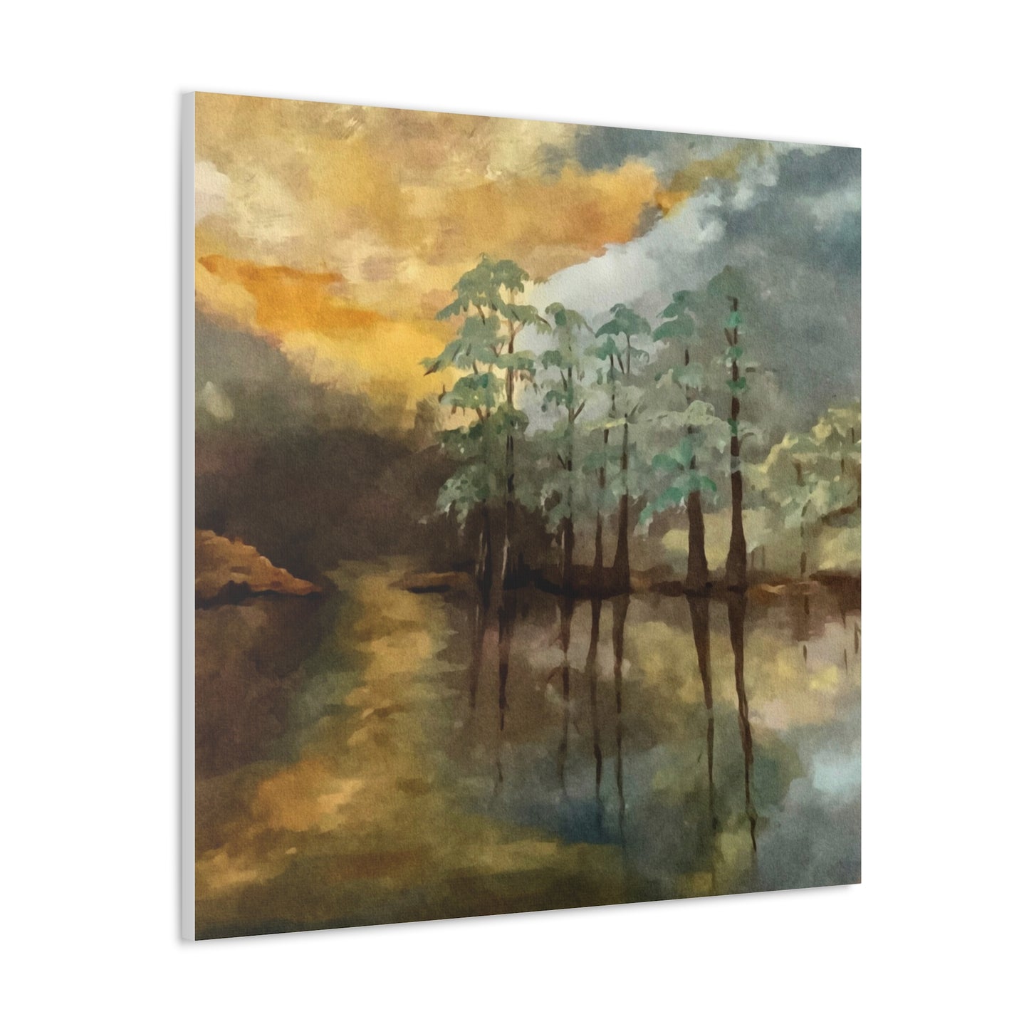 Canvas Gallery Wraps, Moon Lake Watercolor, FrediFreds Home Collection