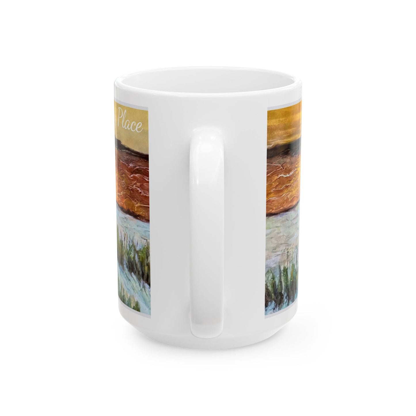 Ceramic Mug, (11oz, 15oz), Paradise, My Happy Place, Beachwalker Club Collection