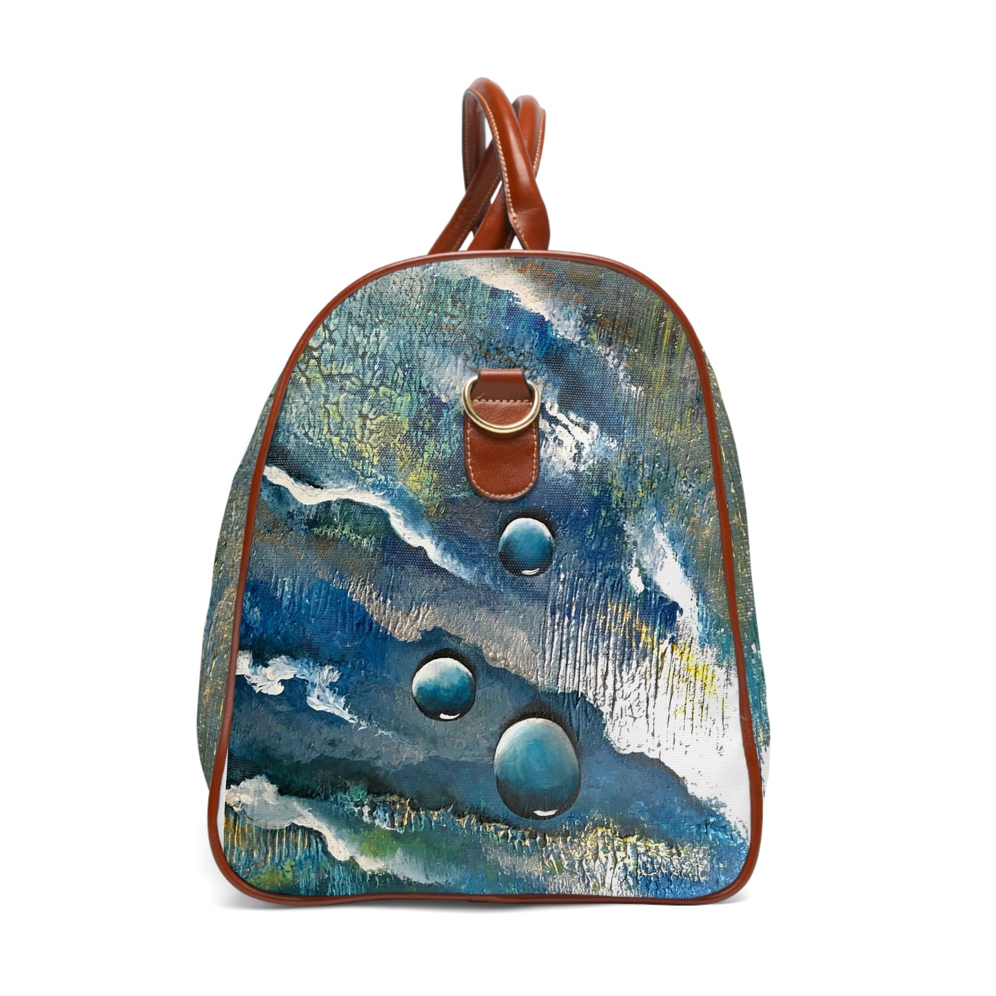 Whimsical Artsy Waterproof Travel Bag, Abstract Ocean Spray Design, Beachwalker Club Collection