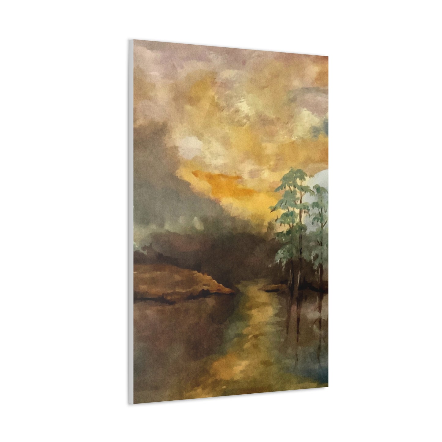 Canvas Gallery Wraps, Moon Lake Watercolor, FrediFreds Home Collection