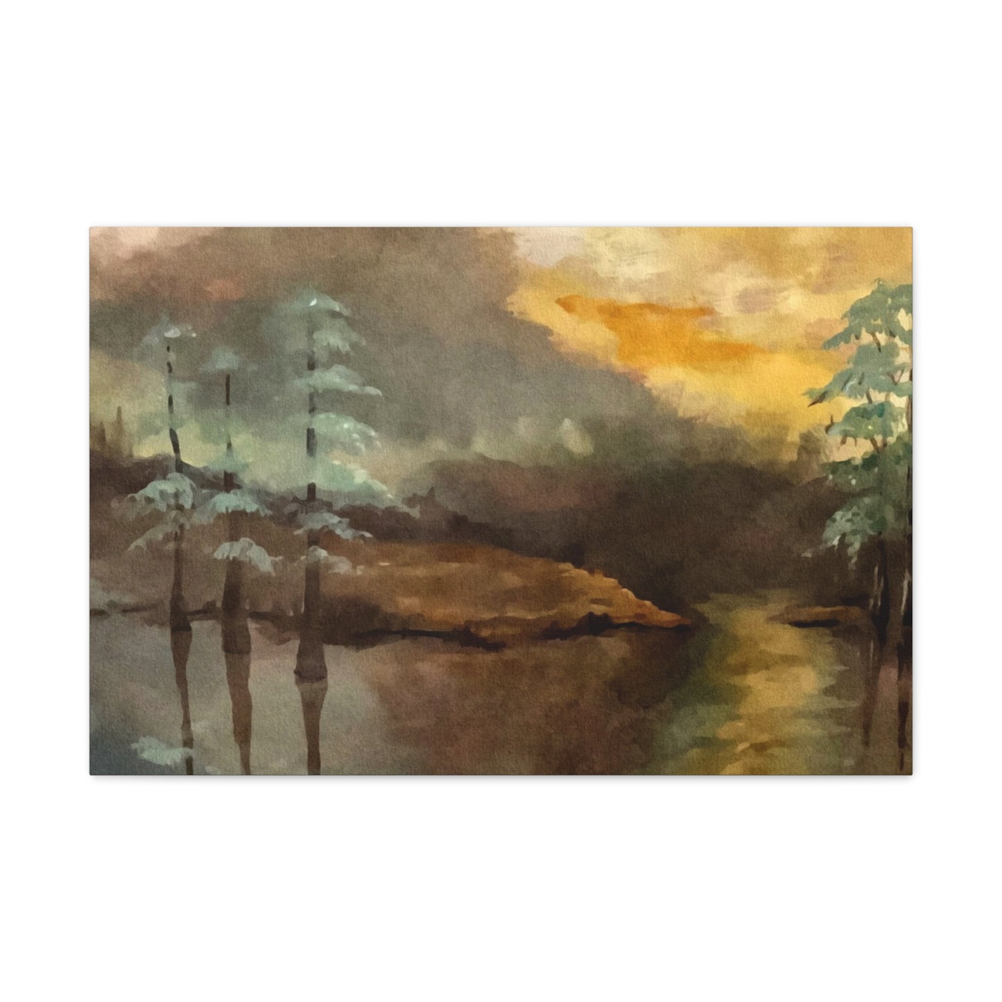 Canvas Gallery Wraps, Moon Lake Watercolor, FrediFreds Home Collection