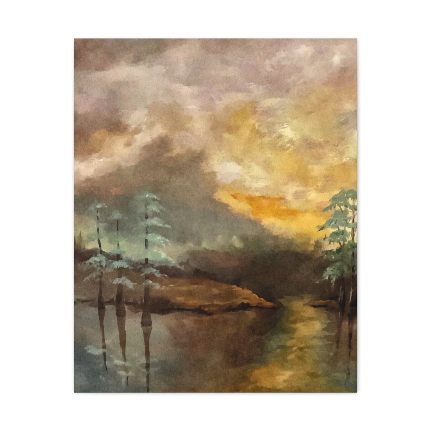 Canvas Gallery Wraps, Moon Lake Watercolor, FrediFreds Home Collection