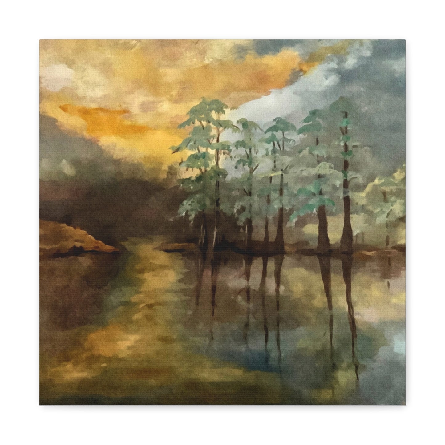 Canvas Gallery Wraps, Moon Lake Watercolor, FrediFreds Home Collection