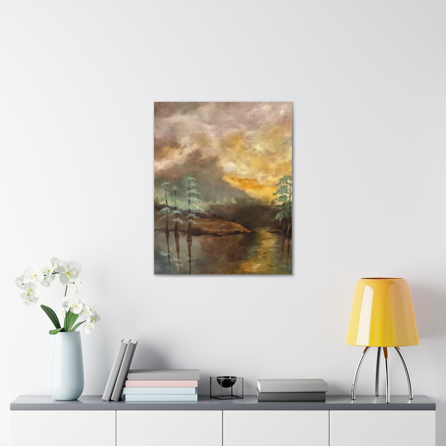 Canvas Gallery Wraps, Moon Lake Watercolor, FrediFreds Home Collection