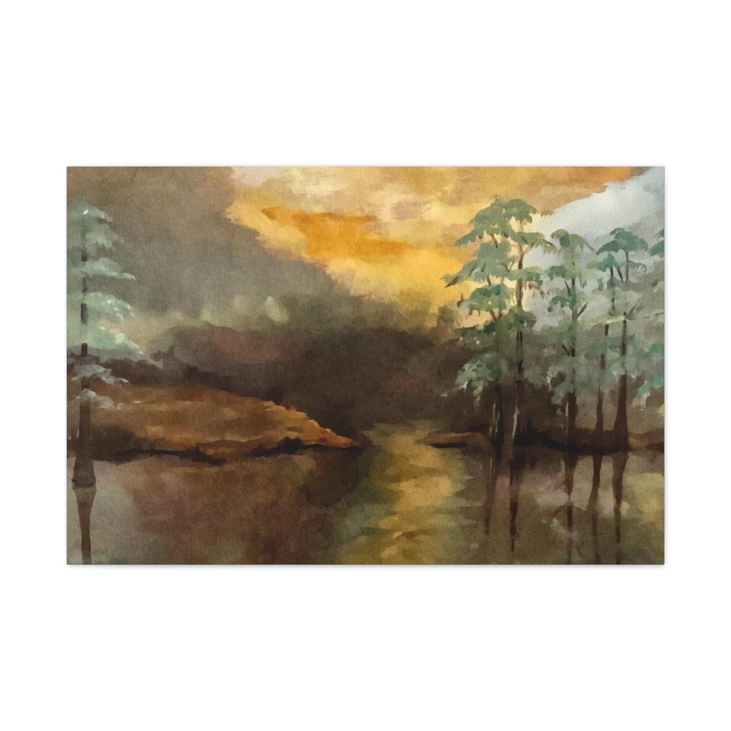 Canvas Gallery Wraps, Moon Lake Watercolor, FrediFreds Home Collection