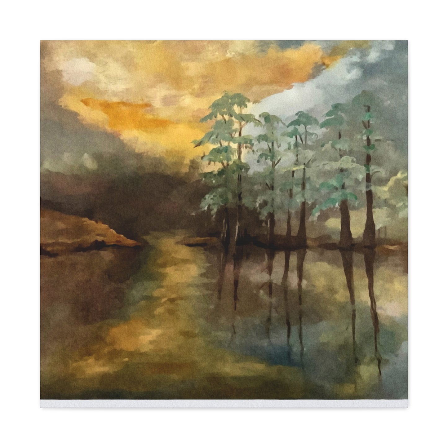 Canvas Gallery Wraps, Moon Lake Watercolor, FrediFreds Home Collection