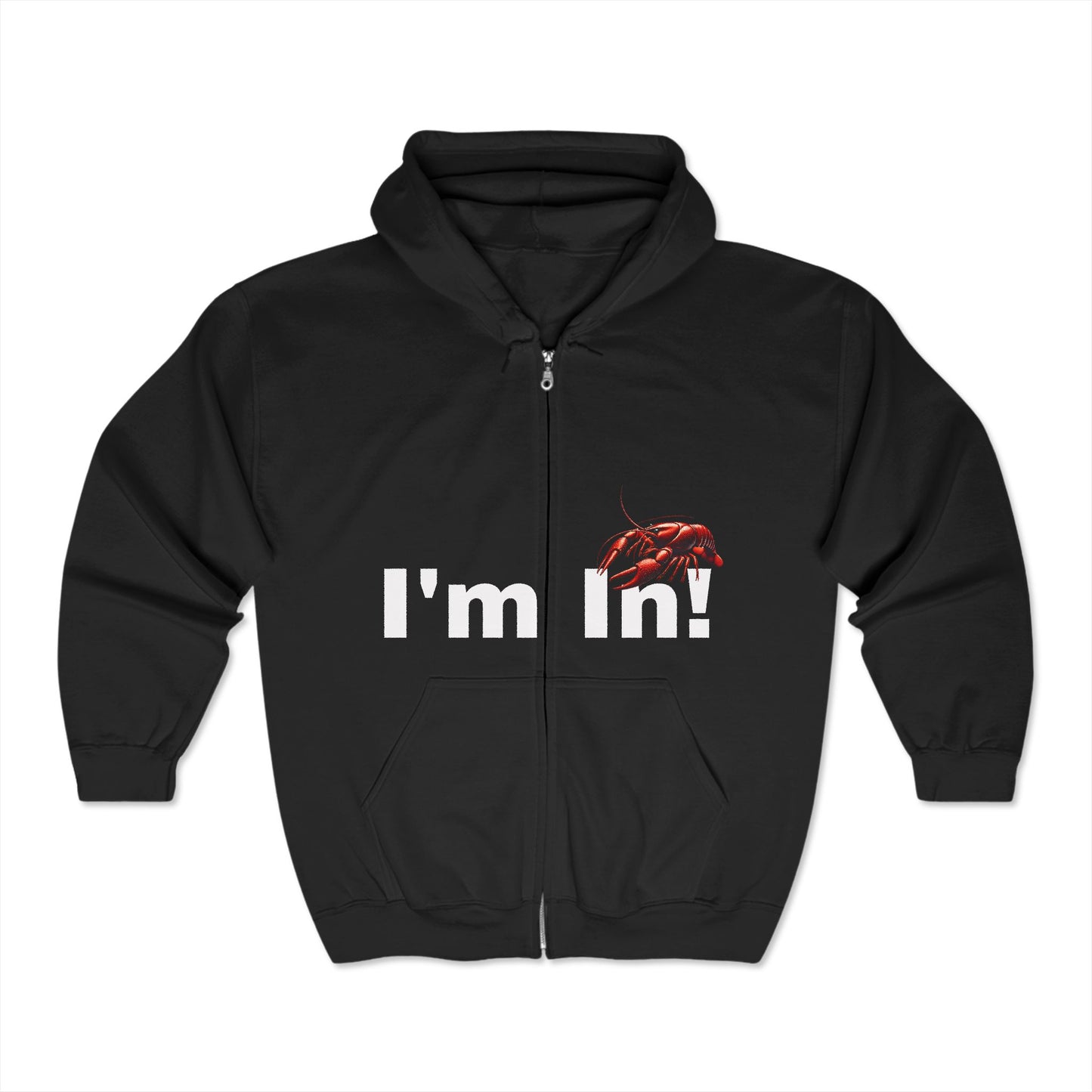 Unisex Heavy Blend™ Full Zip Hooded Sweatshirt, "I'm In",  with  Crawfish Themed Design from the Life on the Bayou Collection