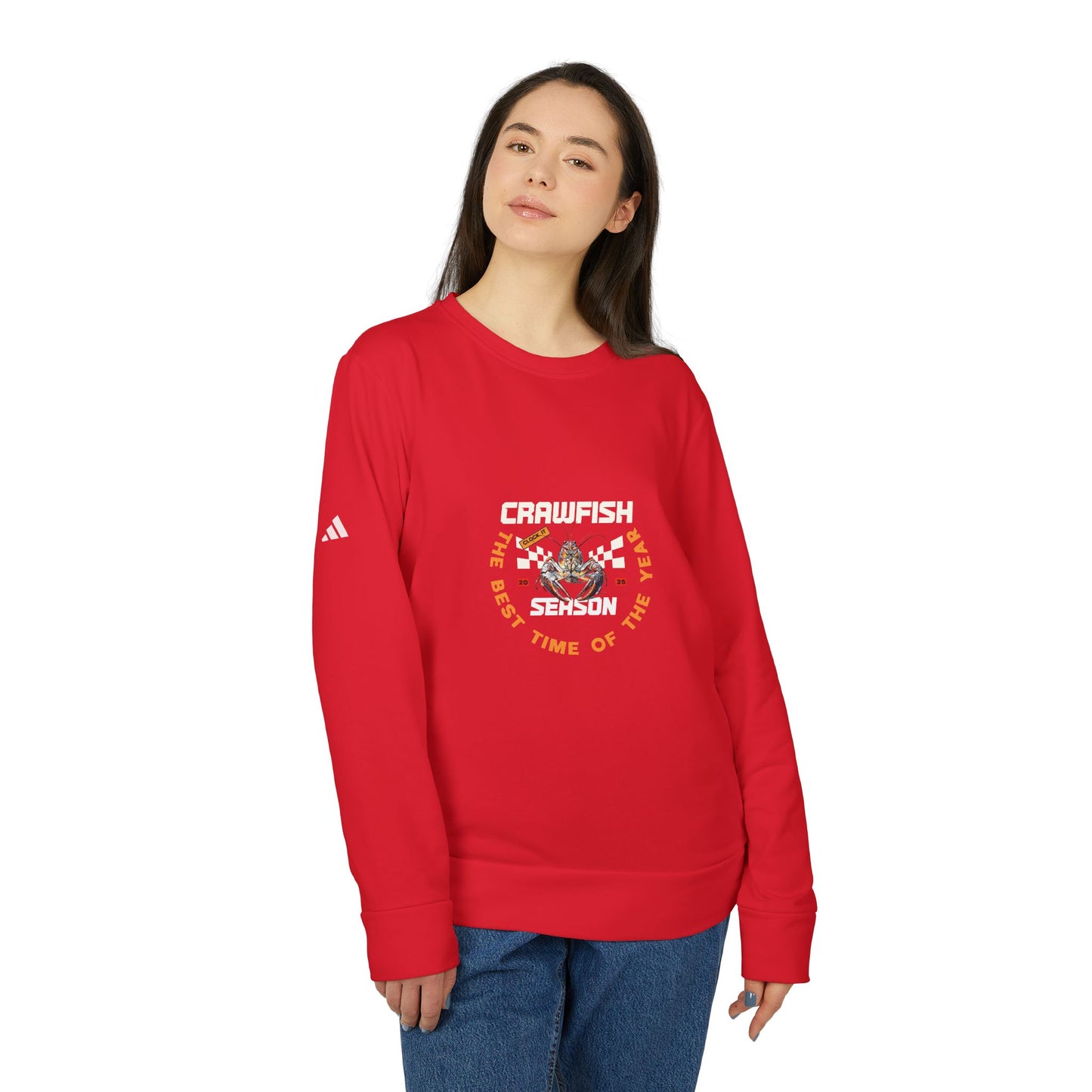 adidas Unisex Fleece Crewneck Sweatshirt, Clock It Crawfish Season, Life on the Bayou Collection