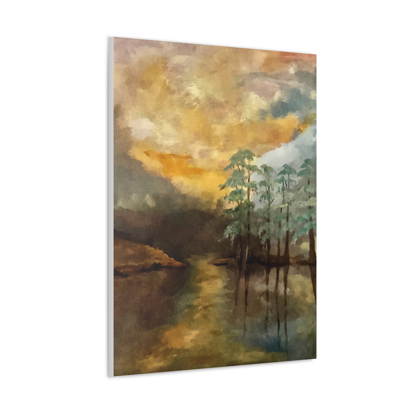 Canvas Gallery Wraps, Moon Lake Watercolor, FrediFreds Home Collection