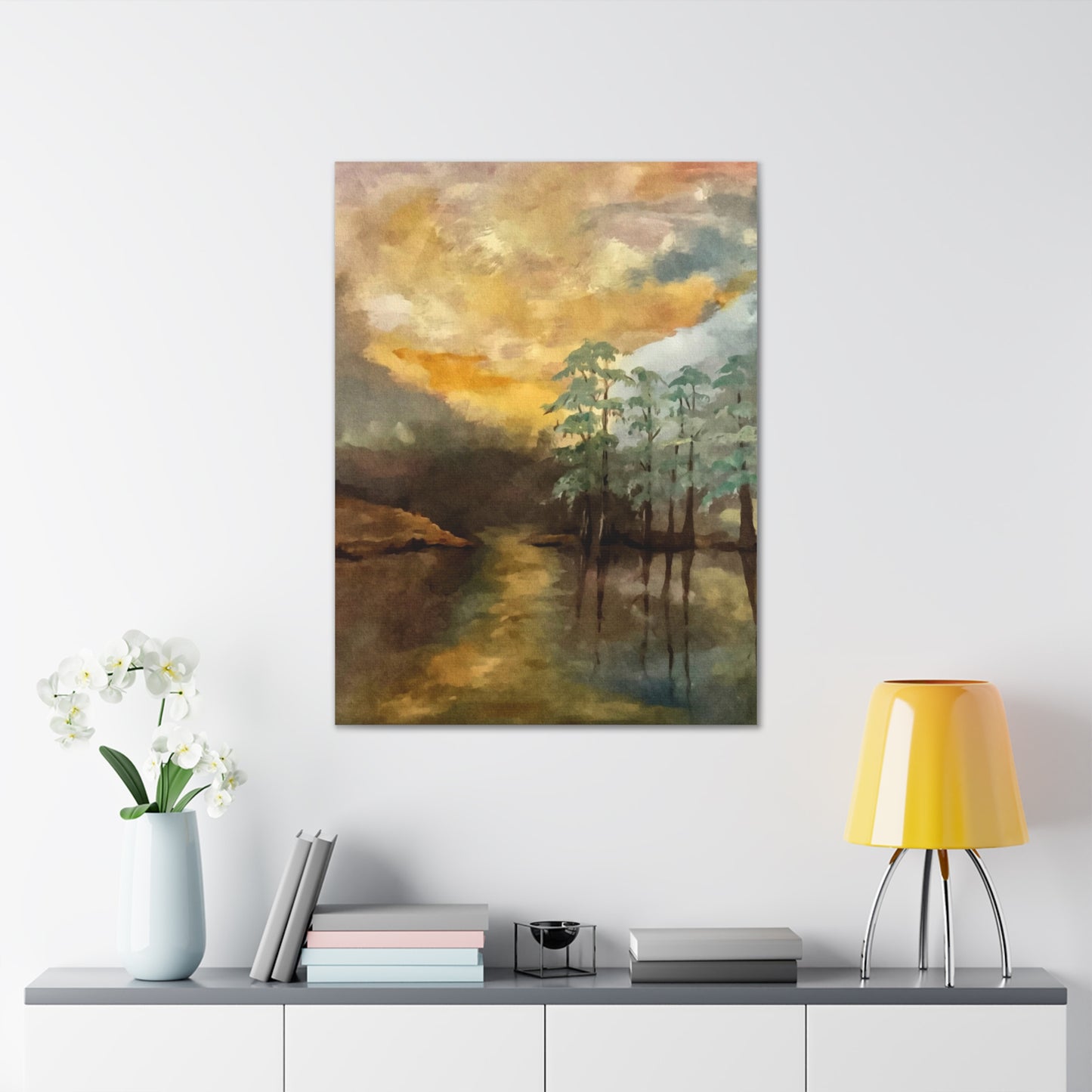 Canvas Gallery Wraps, Moon Lake Watercolor, FrediFreds Home Collection