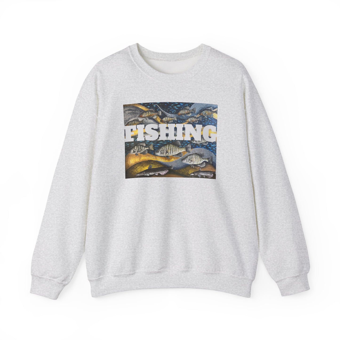 Unisex Heavy Blend™ Crewneck Sweatshirt, Get Lucky Fishing, Original Artwork, FrediFreds Home Collection